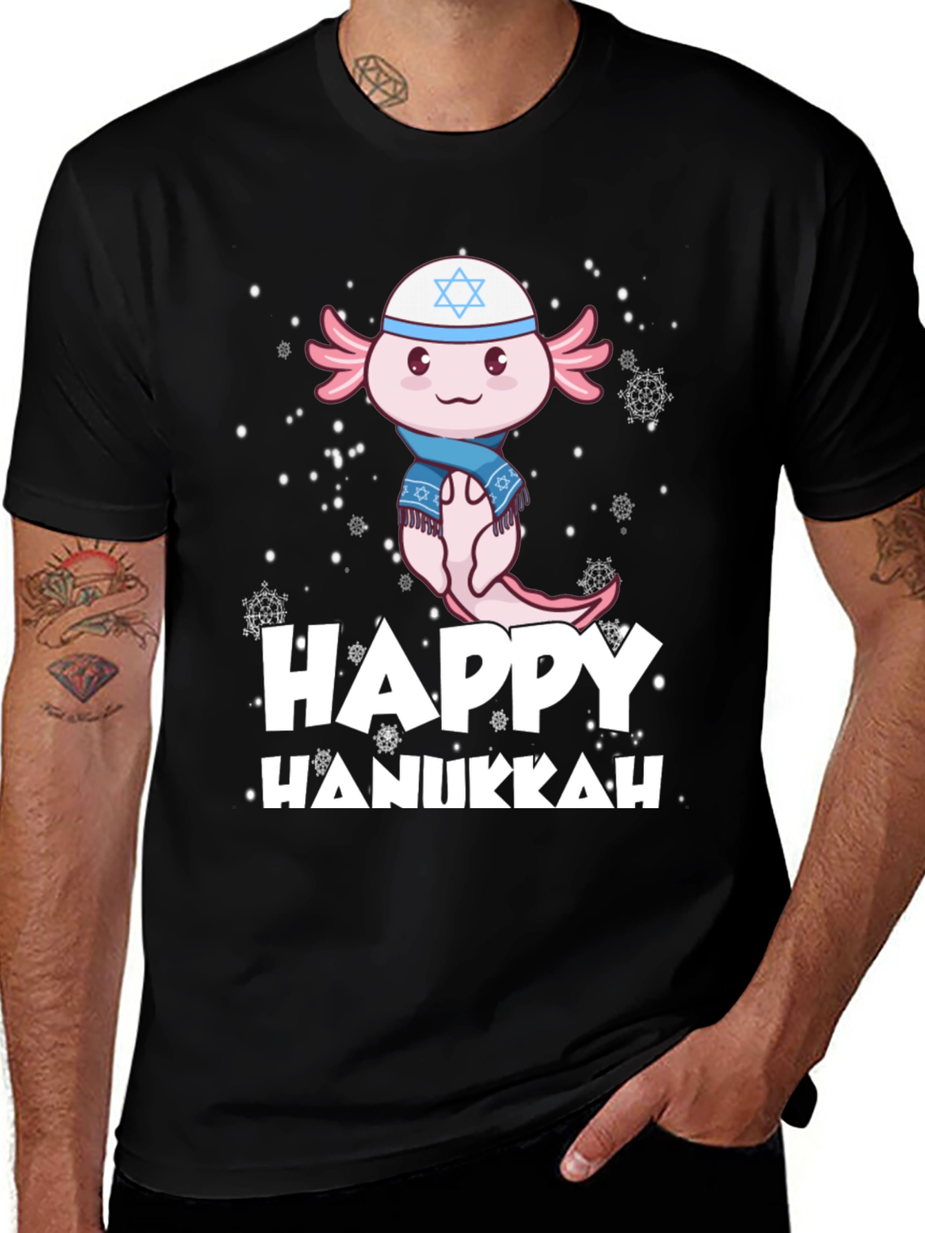 Variant 22 of Happy Hanukkah Axolotl T-Shirt