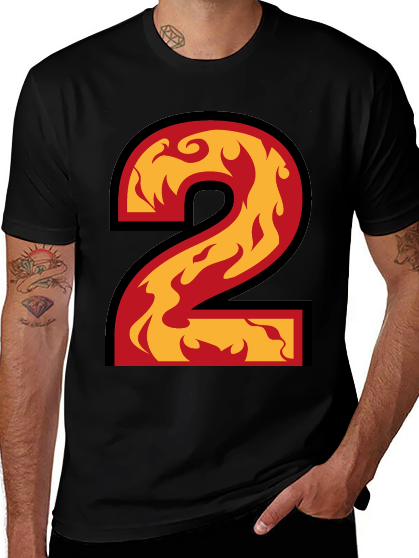 Fiery Number 2 Black T-Shirt