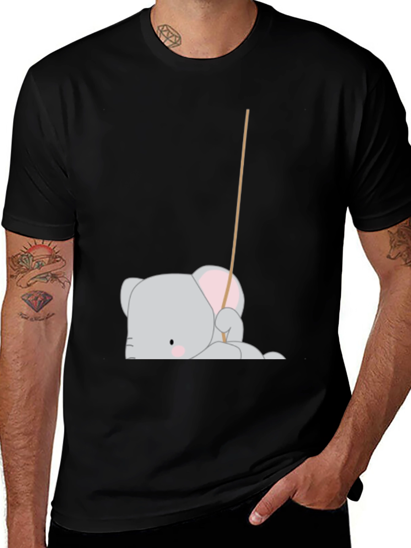 Variant 7 of Cute Elephant T-Shirt - Black