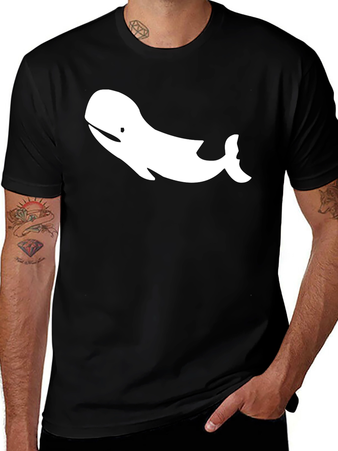 Variant 11 of Whale Graphic T-Shirt - Stylish Crew Neck Tee