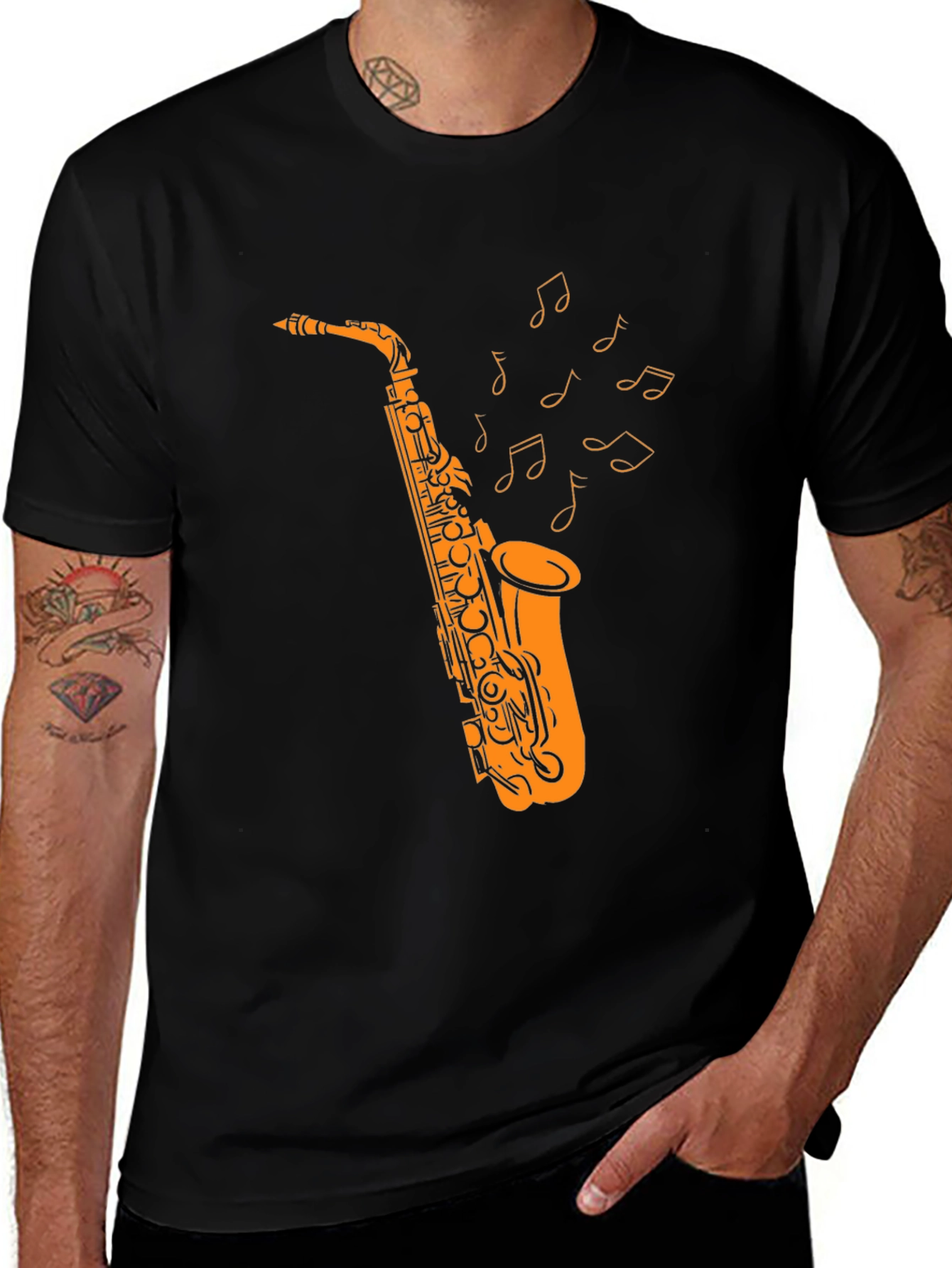 Variant 18 of Saxophone Music T-Shirt - Black, Graphic Tee