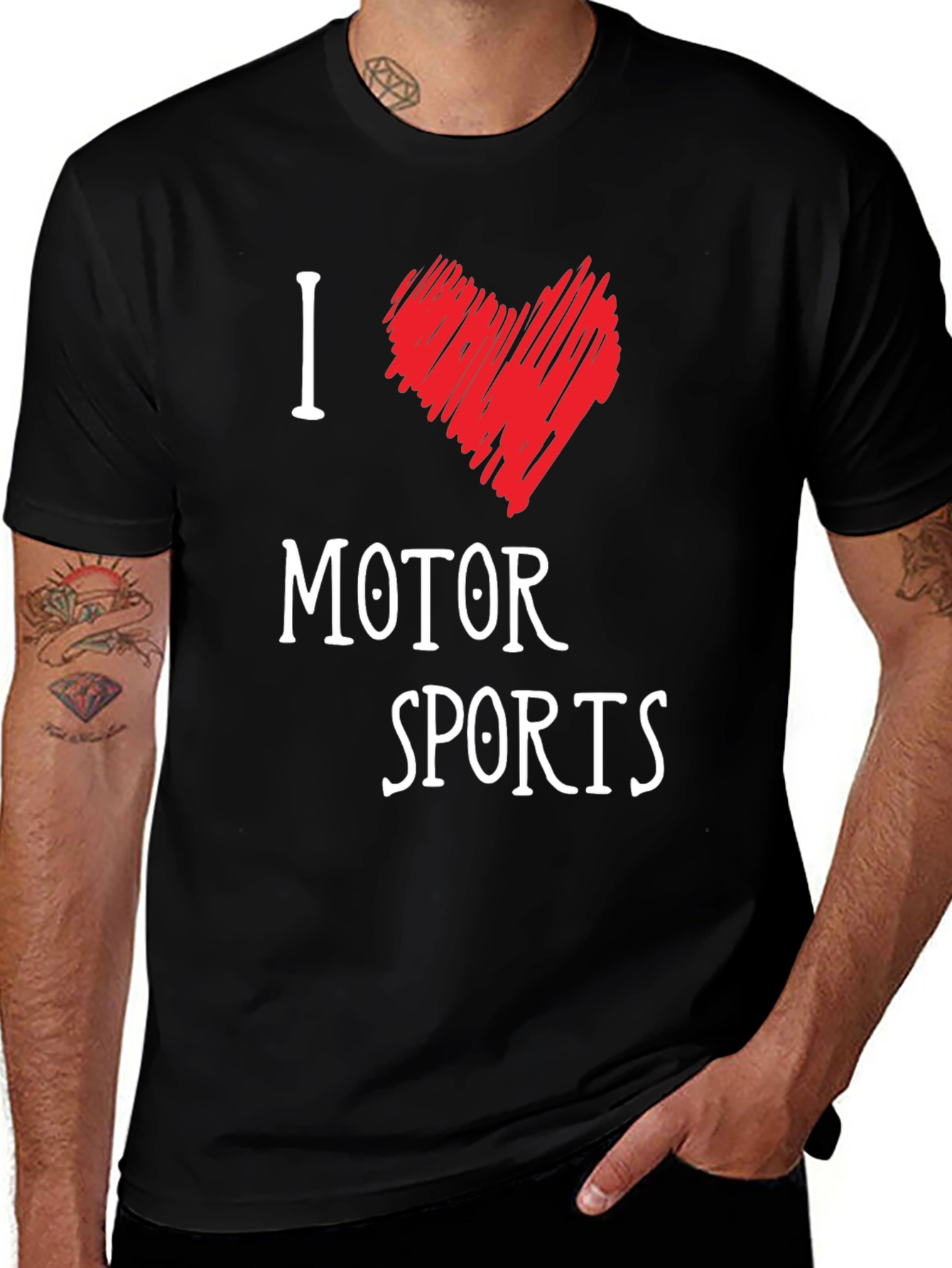 Variant 24 of I Heart Motorsports Graphic Tee - Black Cotton T-Shirt