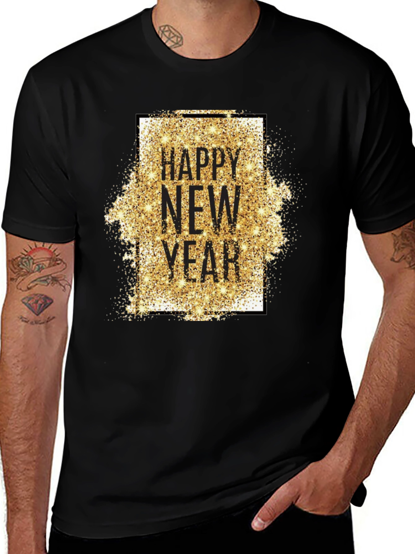 Happy New Year Graphic Tee - Black