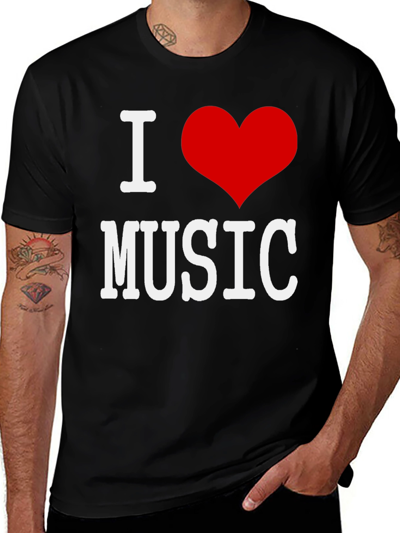 Variant 2 of I Love Music Graphic Tee Shirt - Casual Cotton