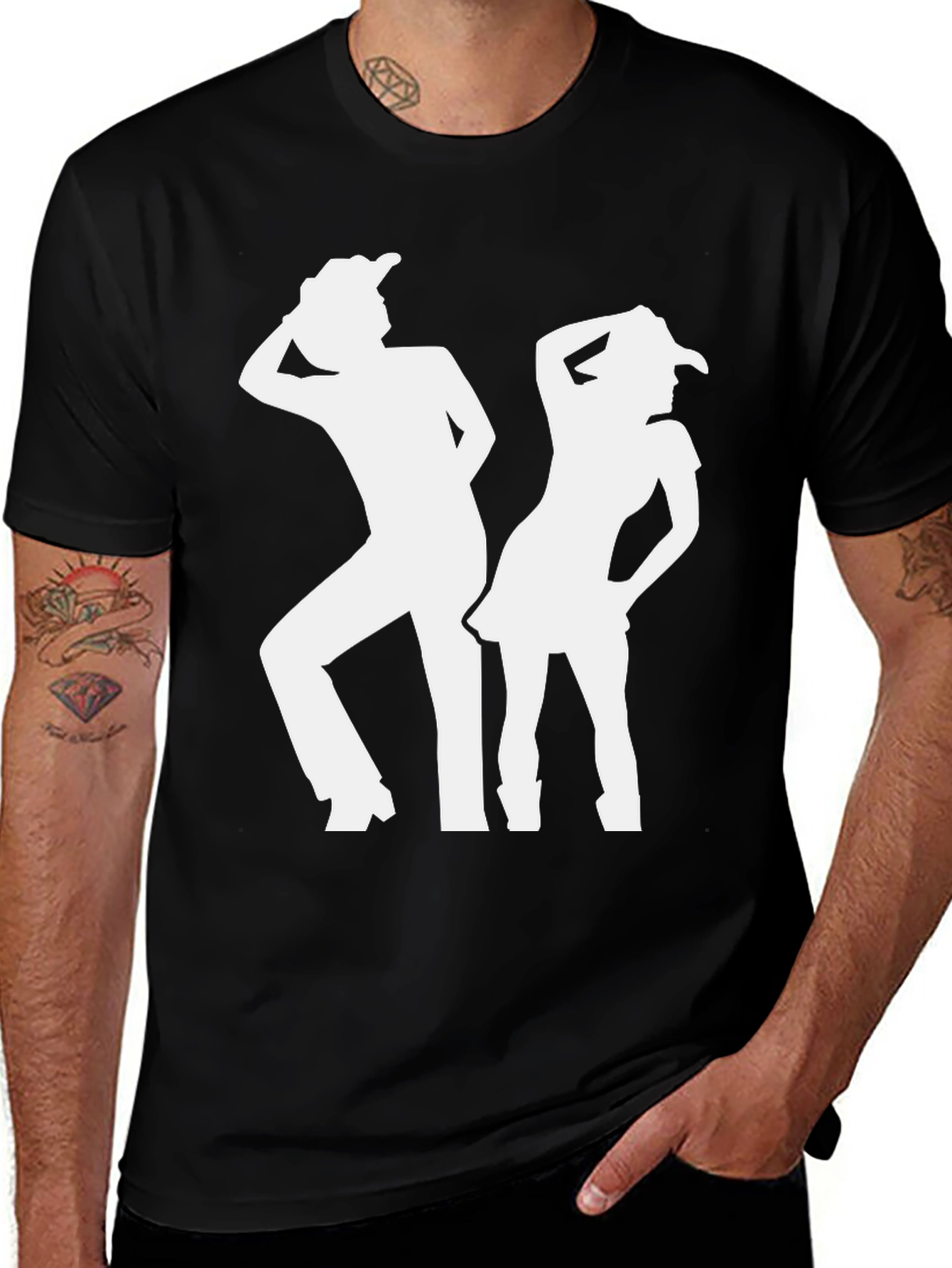 Variant 24 of Retro Dance Silhouette Graphic Tee - Classic Black