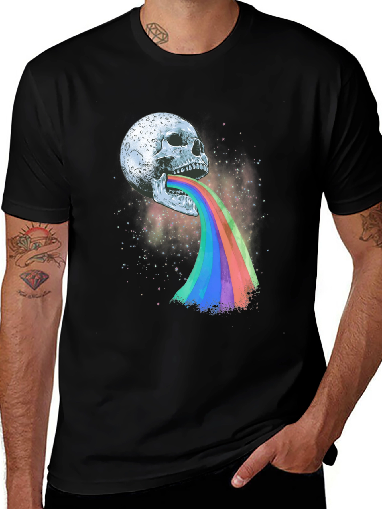 Variant 17 of Skull Rainbow Vomit T-Shirt - Unique Graphic Tee