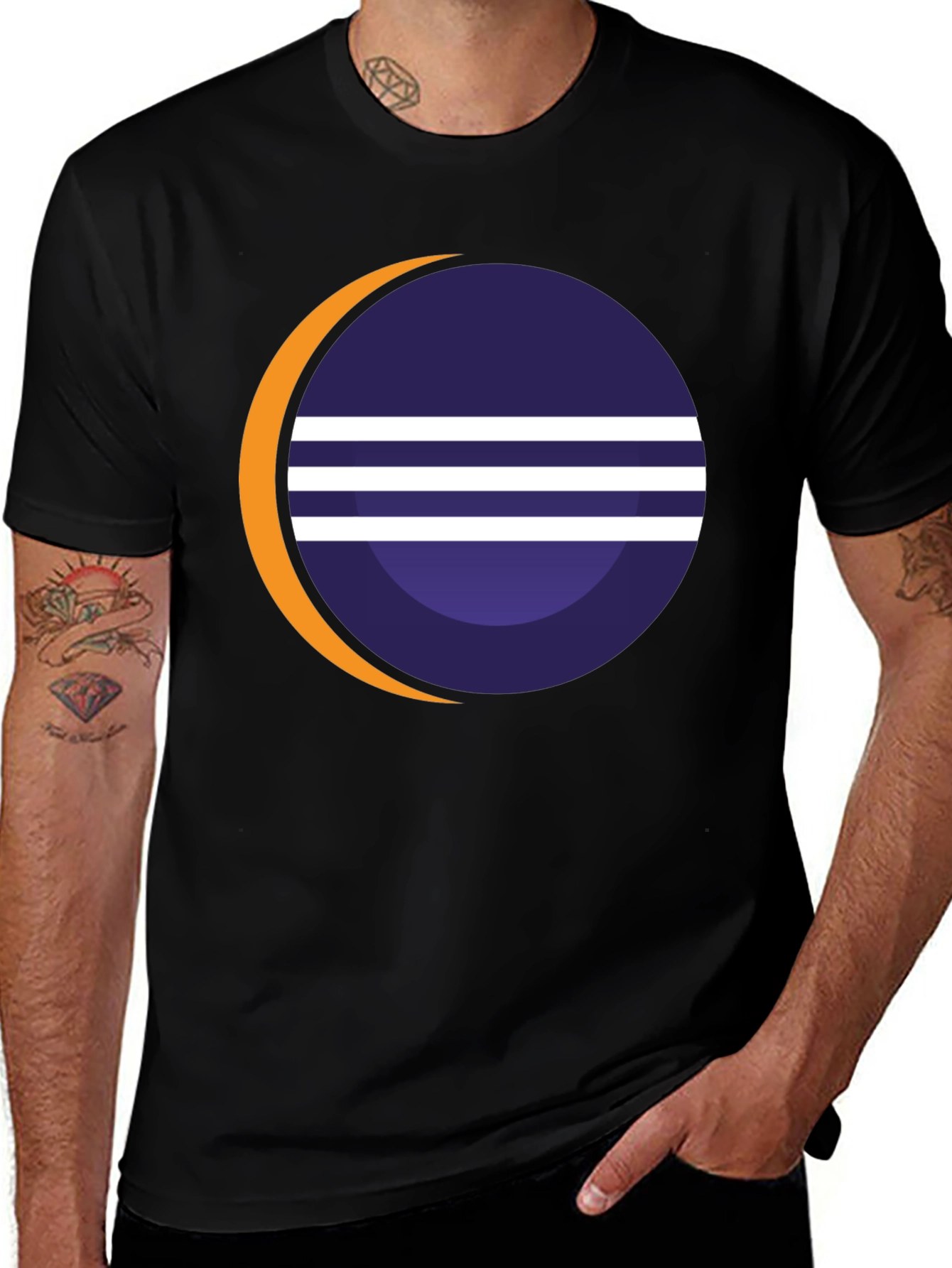 Black Eclipse Graphic Tee - Stylish Black Cotton Blend T-Shirt main image