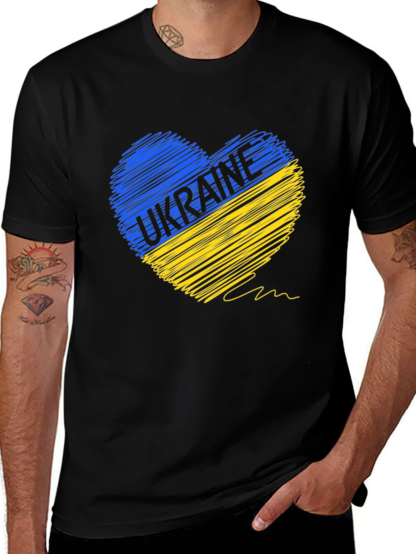 Variant 19 of Ukraine Heart Flag T-Shirt Support Freedom