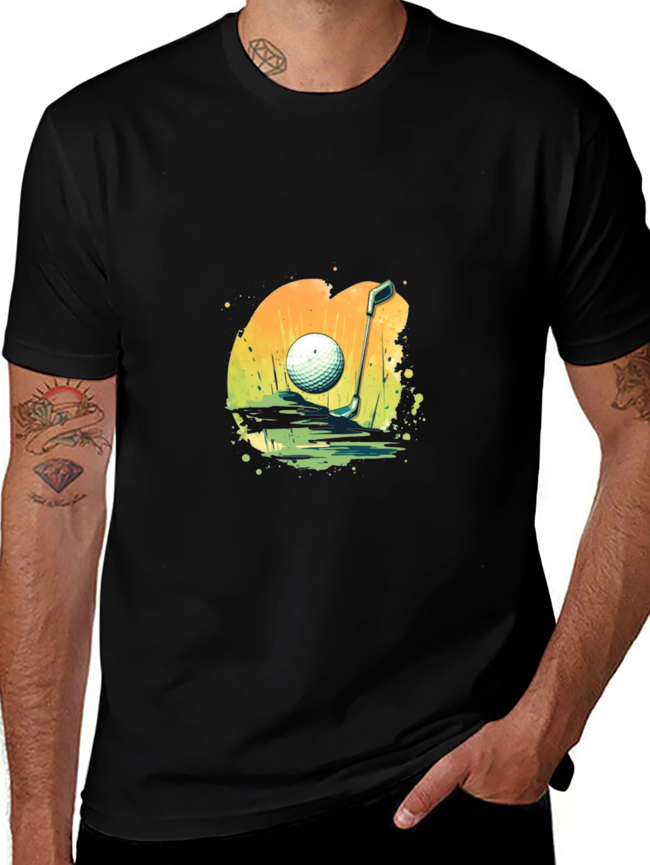 Variant 15 of Golf Ball Graphic Tee - Sporty Black T-Shirt