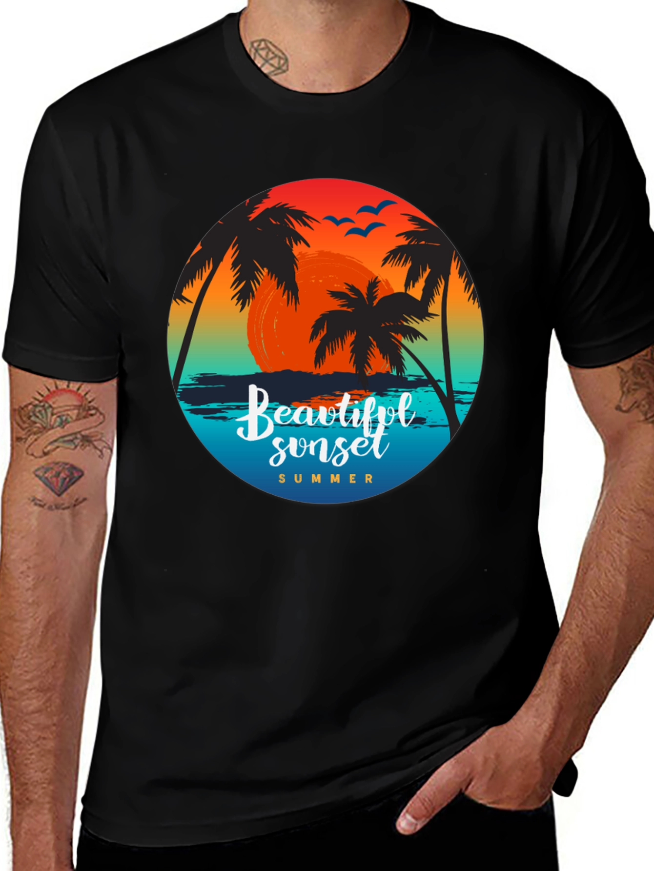 Variant 14 of Sunset Palm Tree Graphic T-Shirt