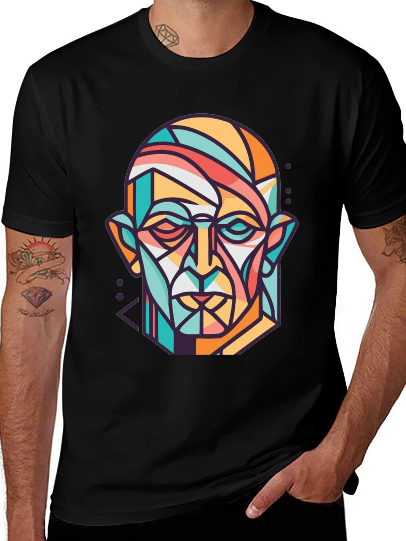 Variant 27 of Abstract Geometric Face Graphic Print T-Shirt