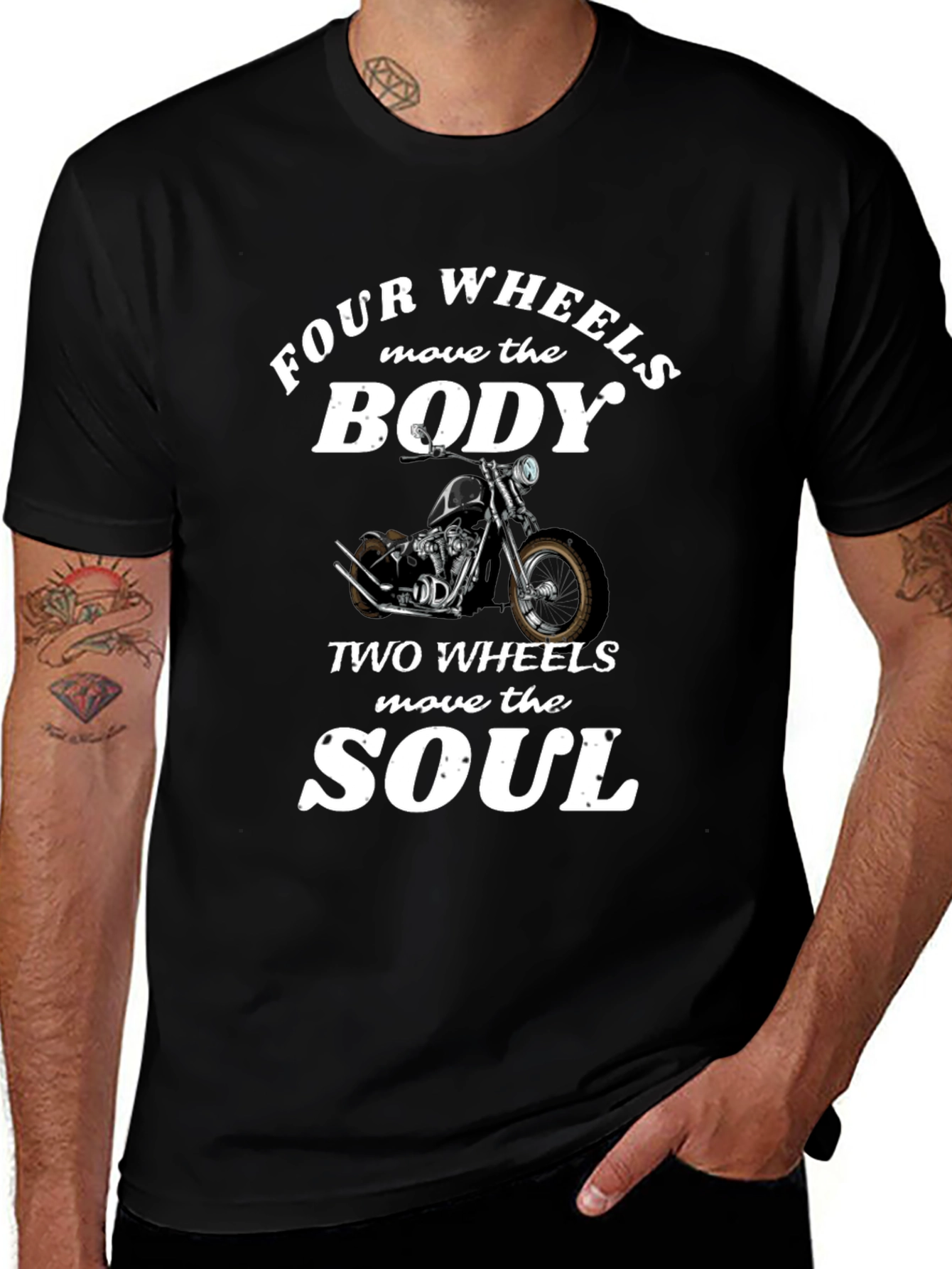 Four Wheels Body Two Wheels Soul Graphic T-Shirt