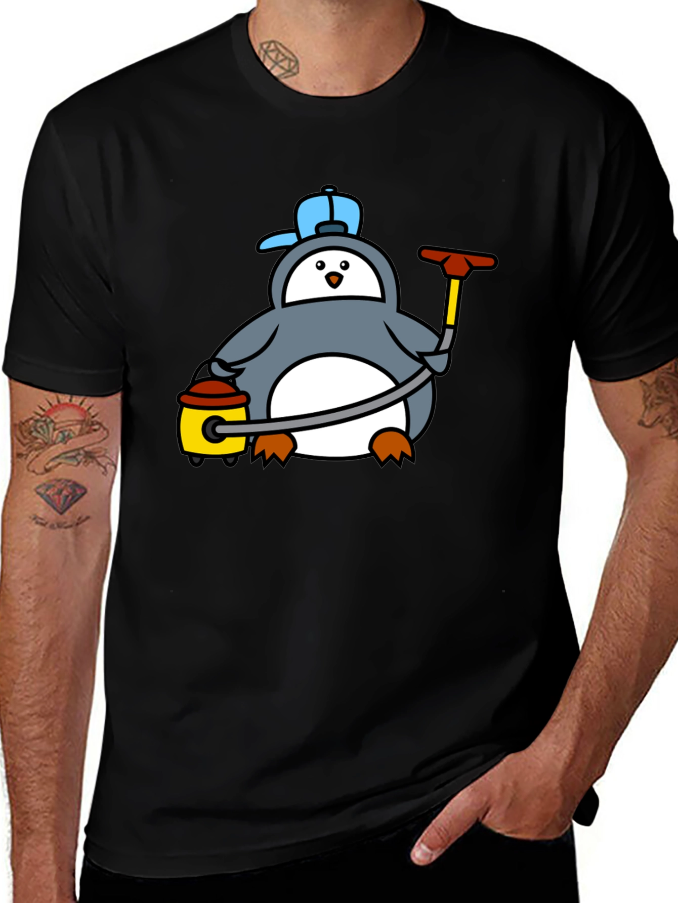 Variant 6 of Penguin Painter Graphic T-Shirt - Fun & Unique Design
