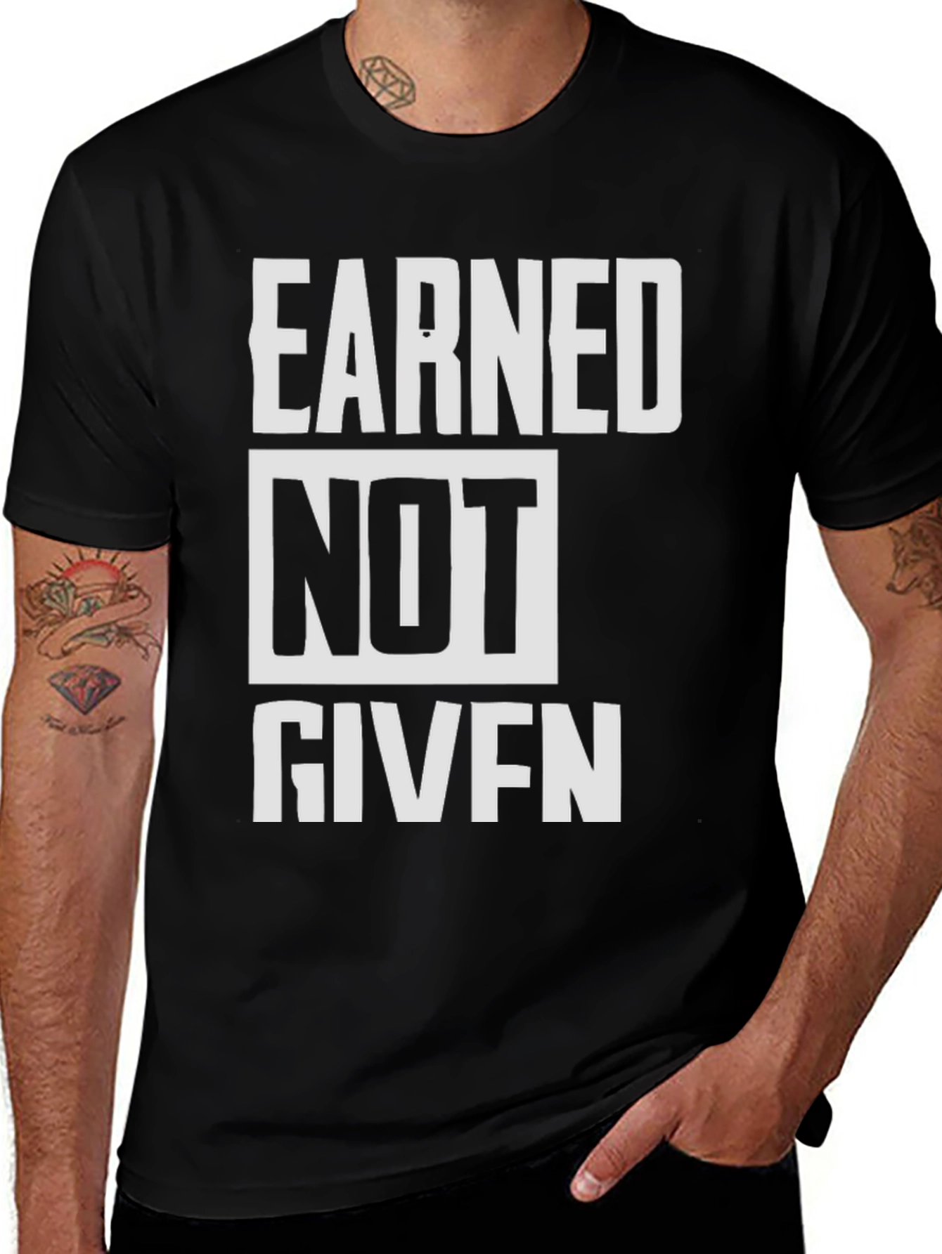 Variant 21 of Earned Not Given Graphic Tee - Black Casual T-Shirt