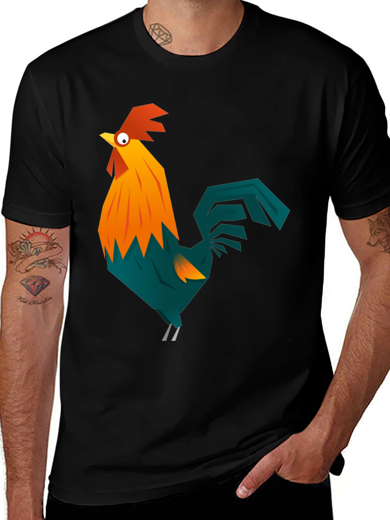 Variant 16 of Rooster Graphic Tee - Men's Black T-Shirt
