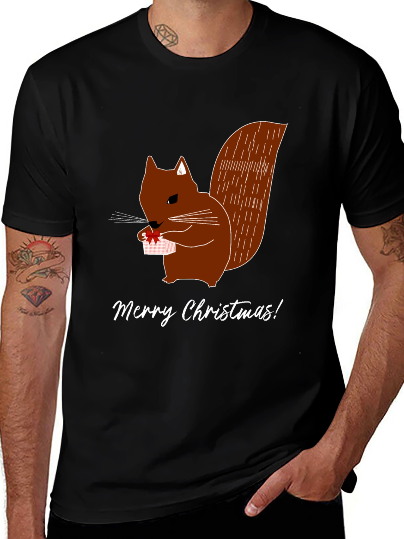 Merry Christmas Squirrel Graphic Tee