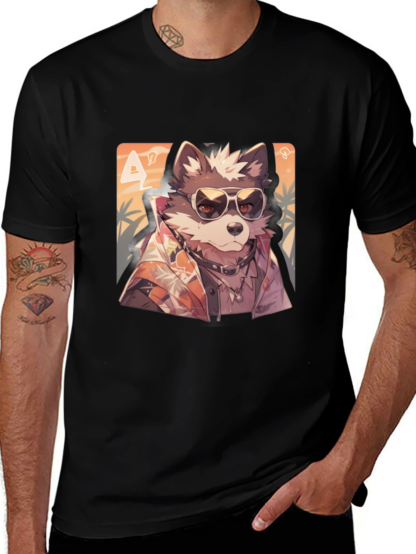 Black Cool Wolf Graphic Tee - Black T-Shirt main image