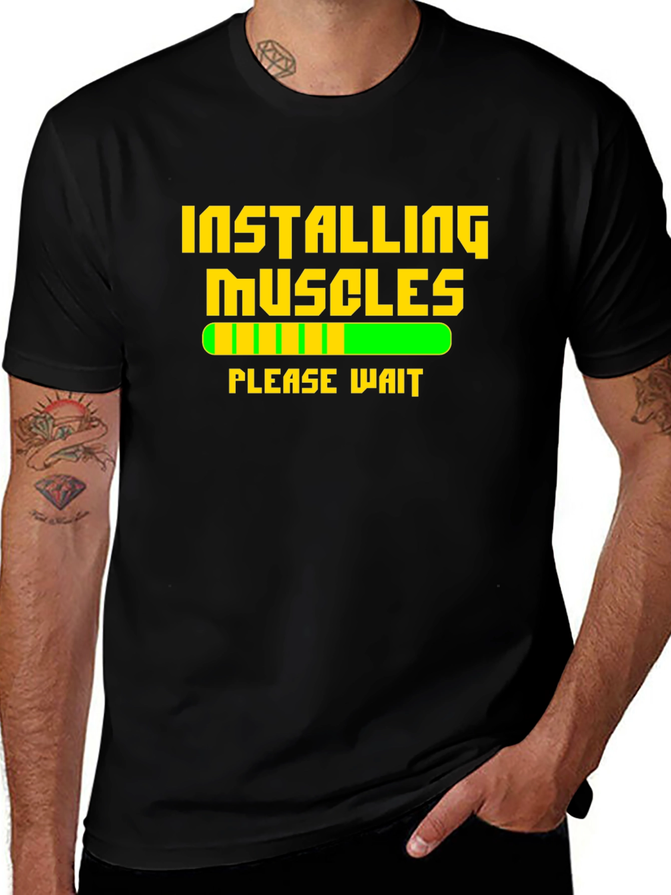 Variant 14 of Installing Muscles T-Shirt - Funny Workout Gym Tee