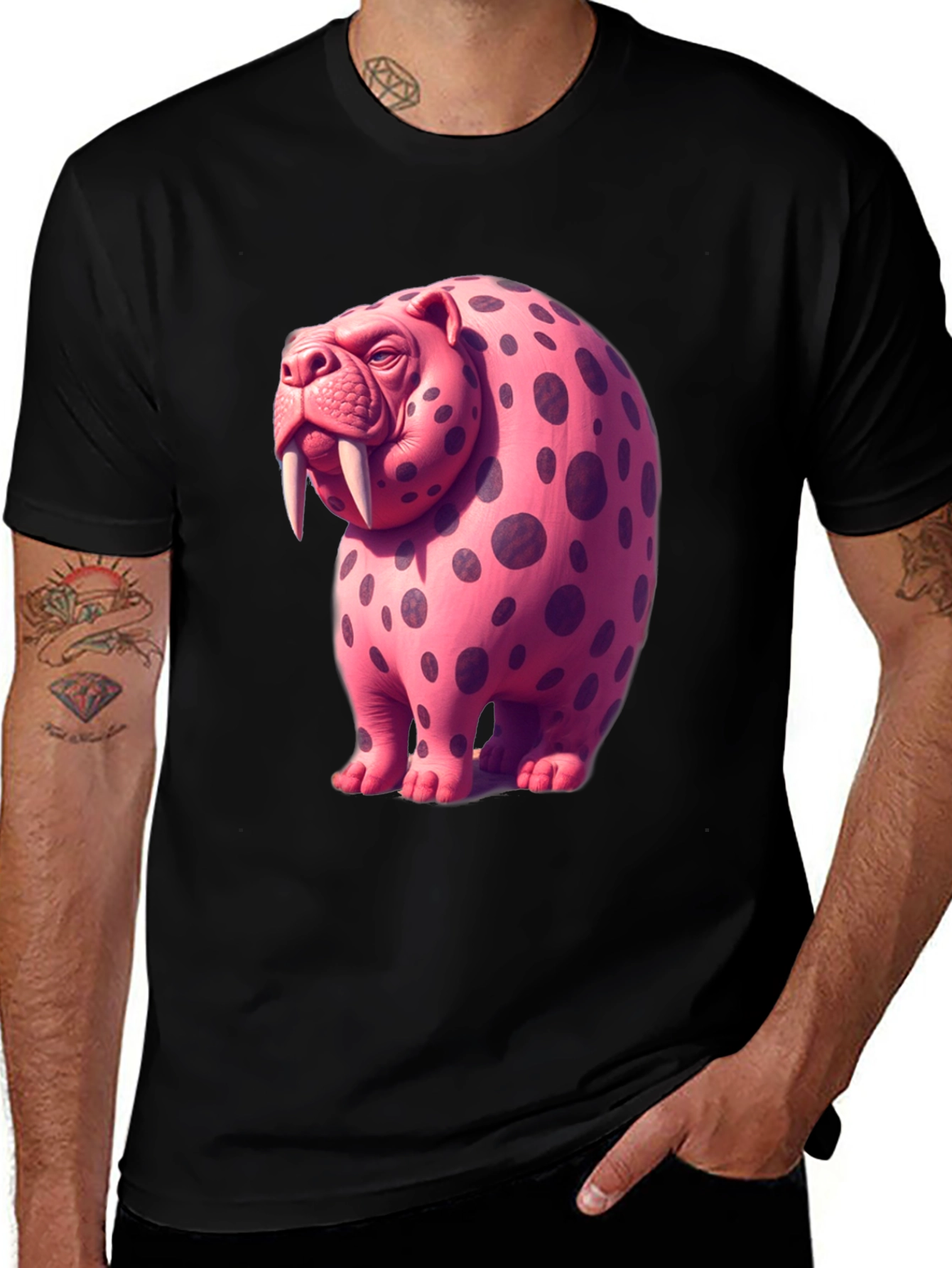 Pink Spotted Walrus Graphic Tee