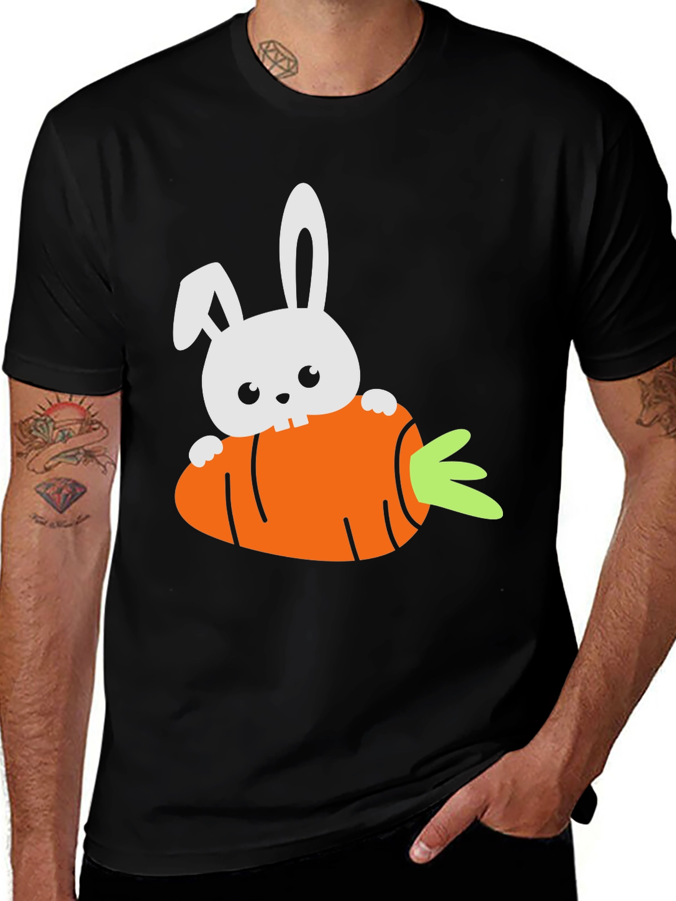 Variant 18 of Bunny & Carrot Graphic Tee - Cute Easter Shirt