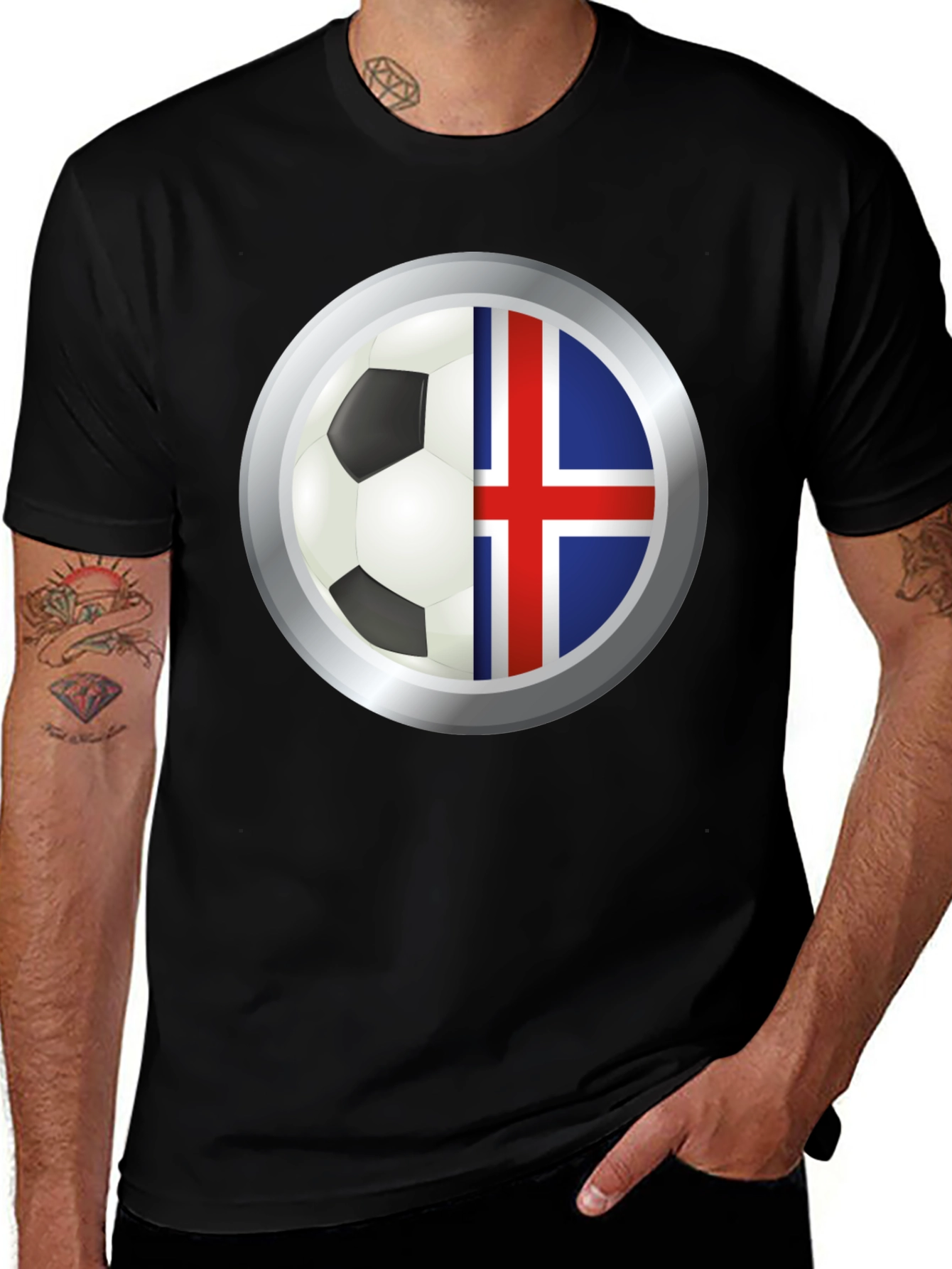 Variant 26 of Iceland Flag Soccer Ball Graphic T-Shirt