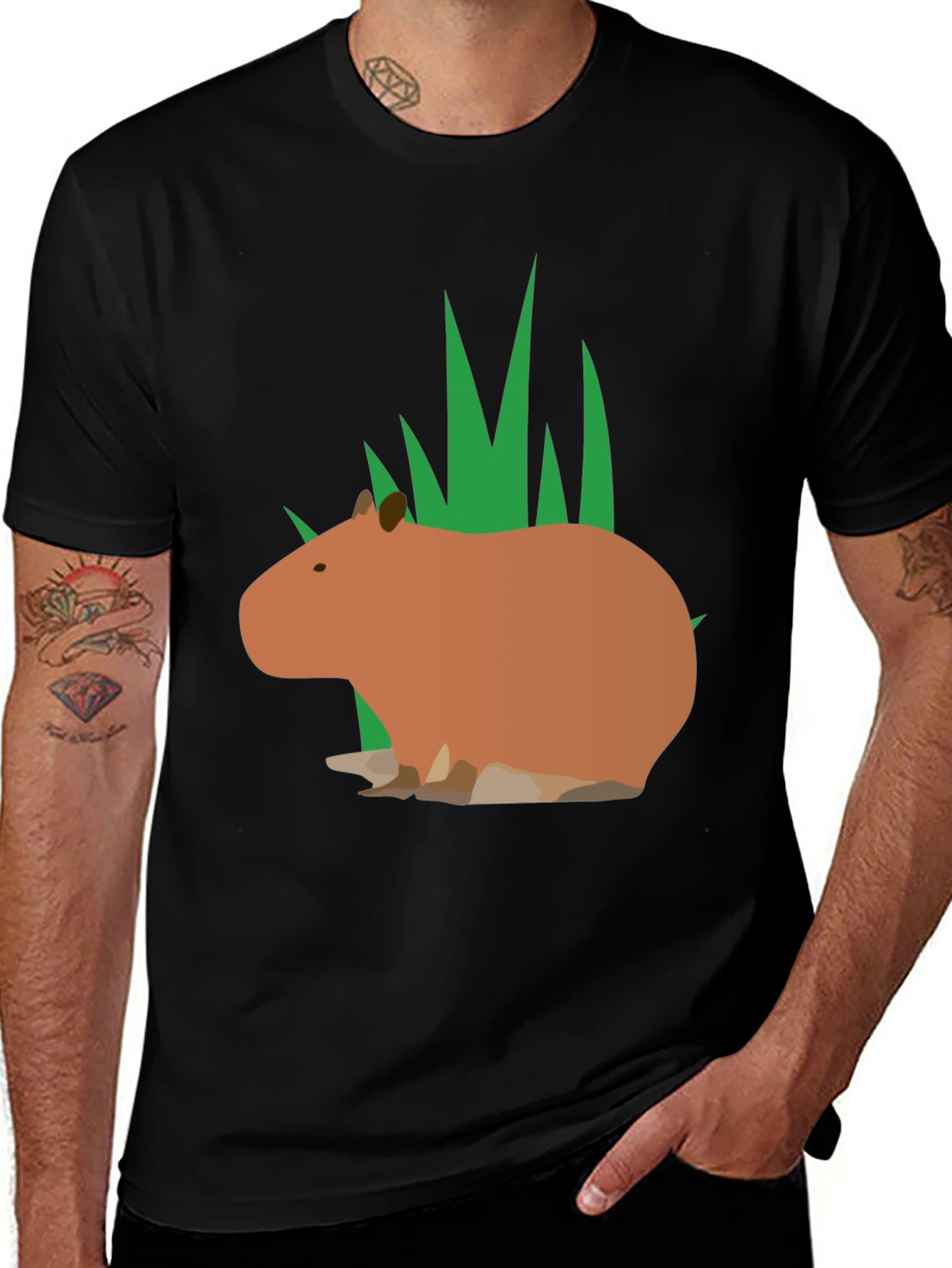 Capybara in Grass T-Shirt - Cool Graphic Tee