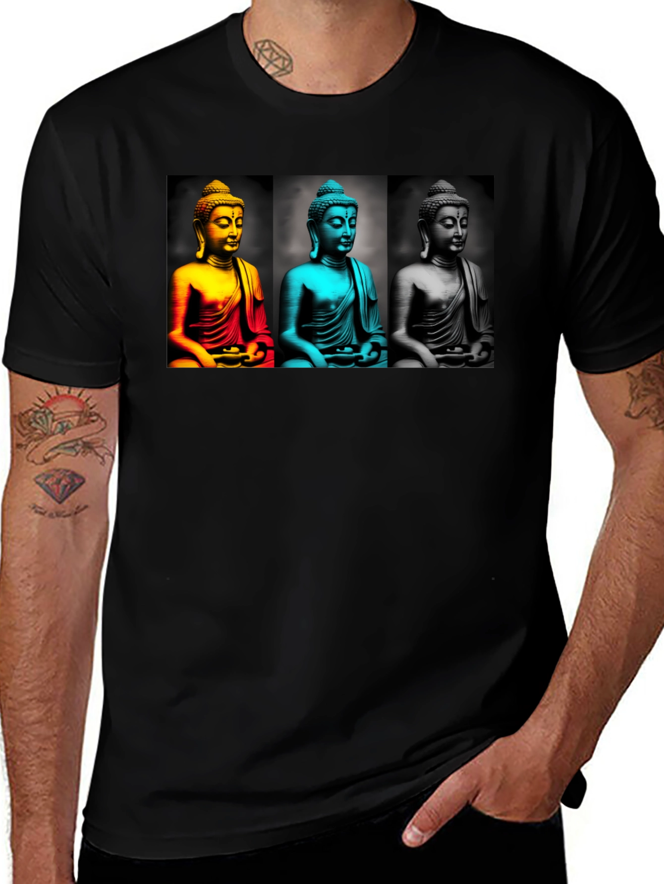 Buddha Pop Art T-Shirt - Black