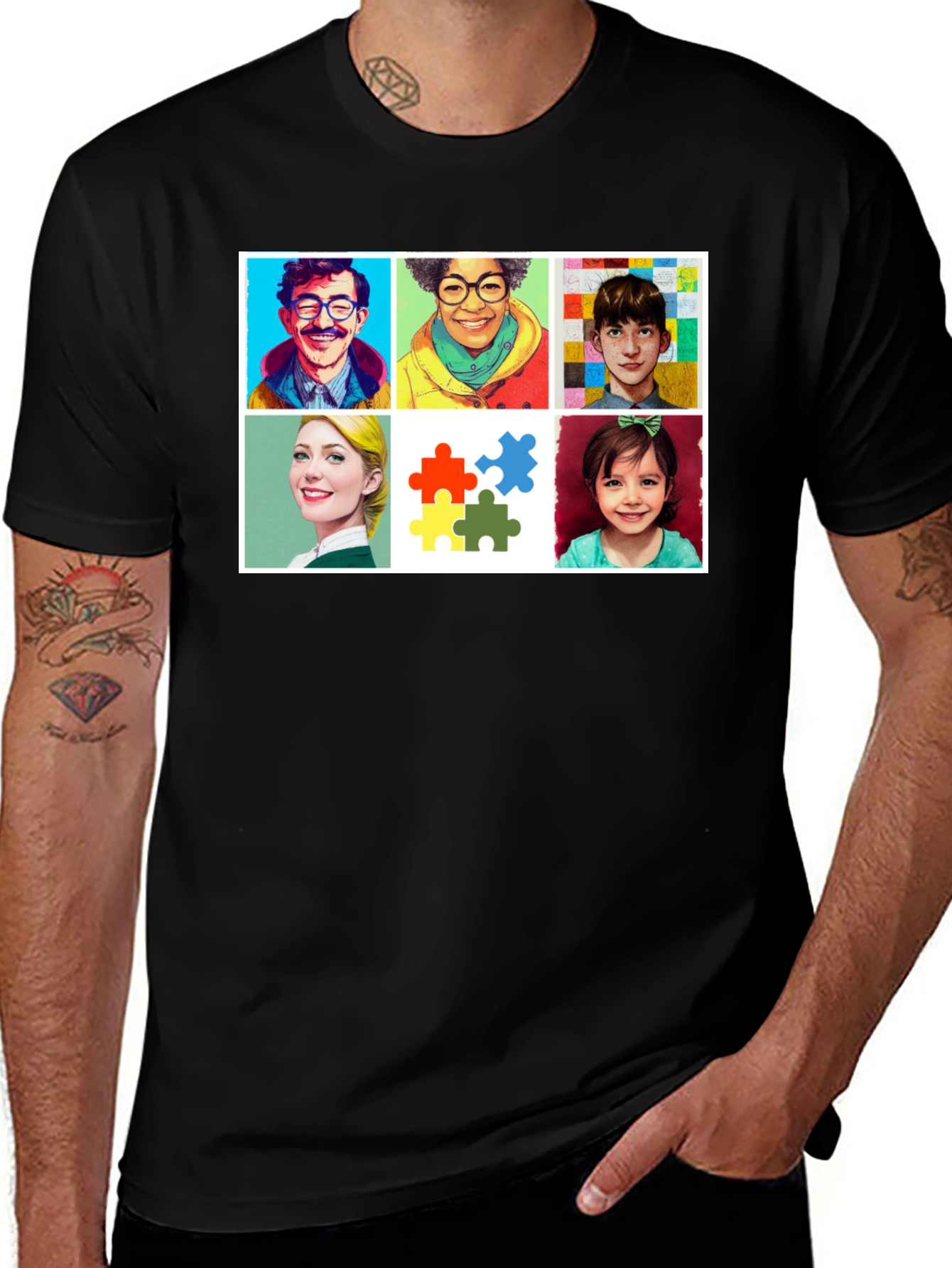 Variant 18 of Inclusion Puzzle T-Shirt, Advocate Tee