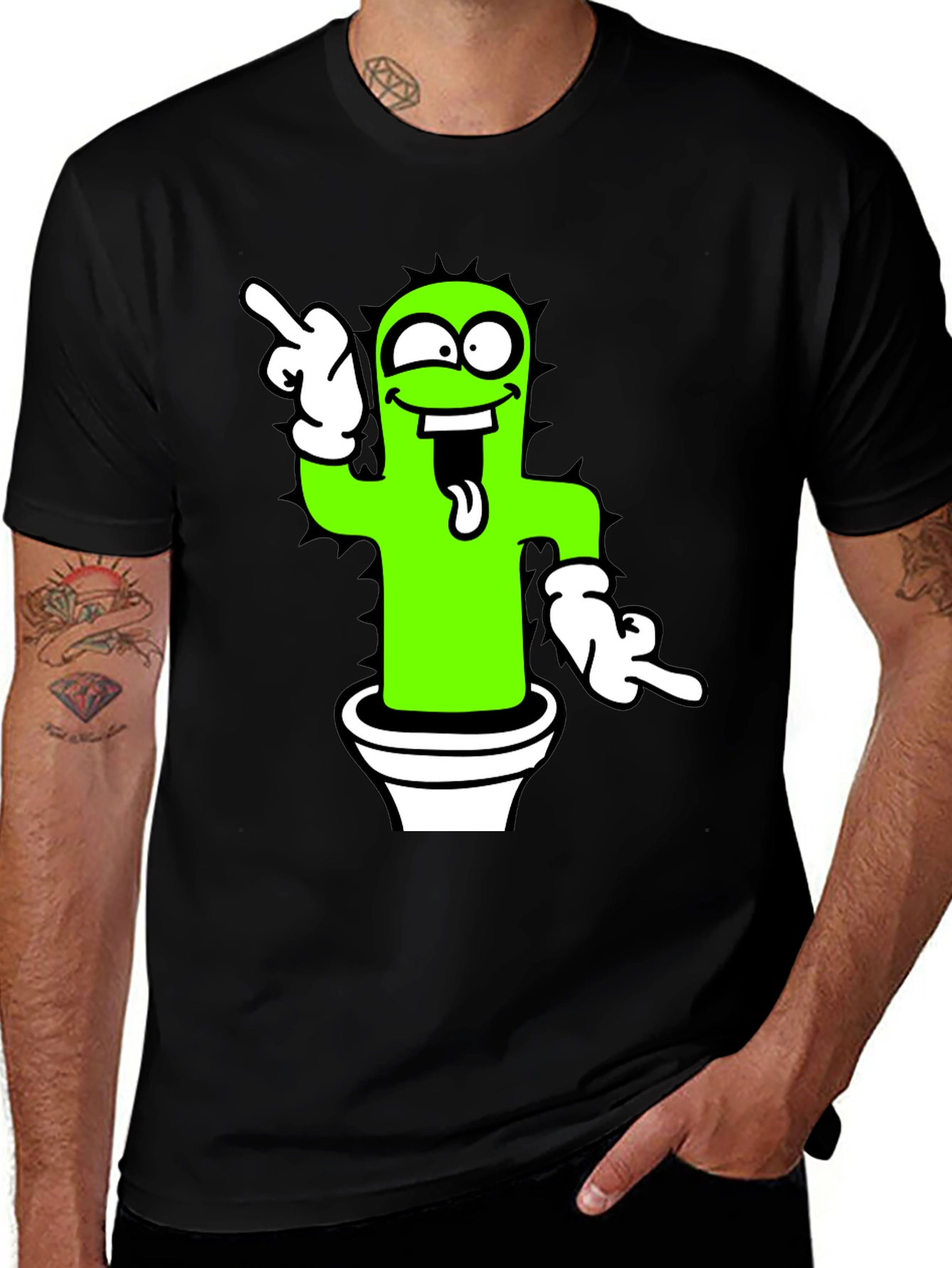 Variant 18 of Funny Cactus Graphic Tee - Black