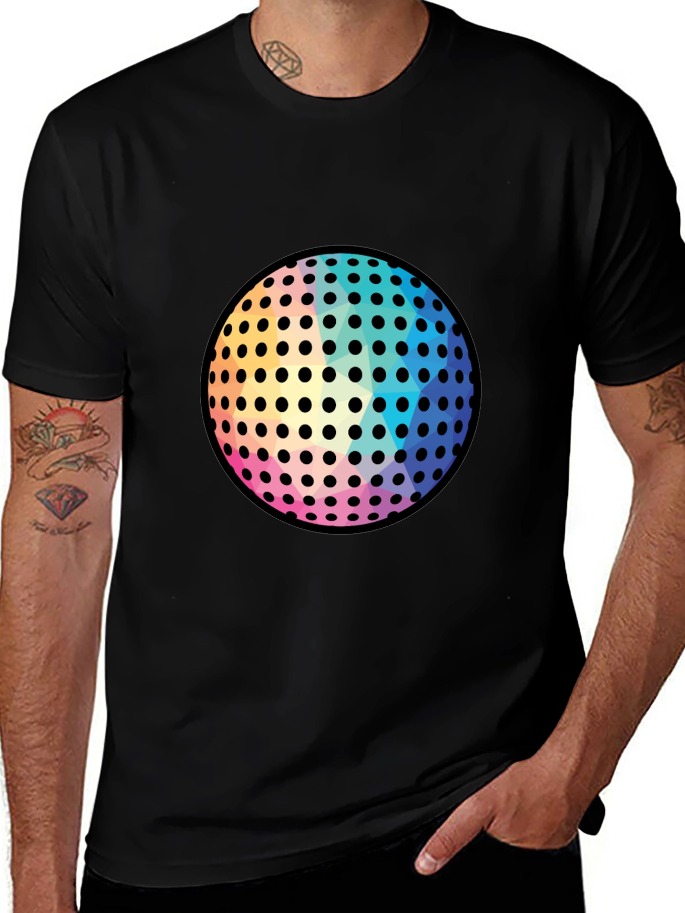 Retro Disco Ball Graphic Tee - Black