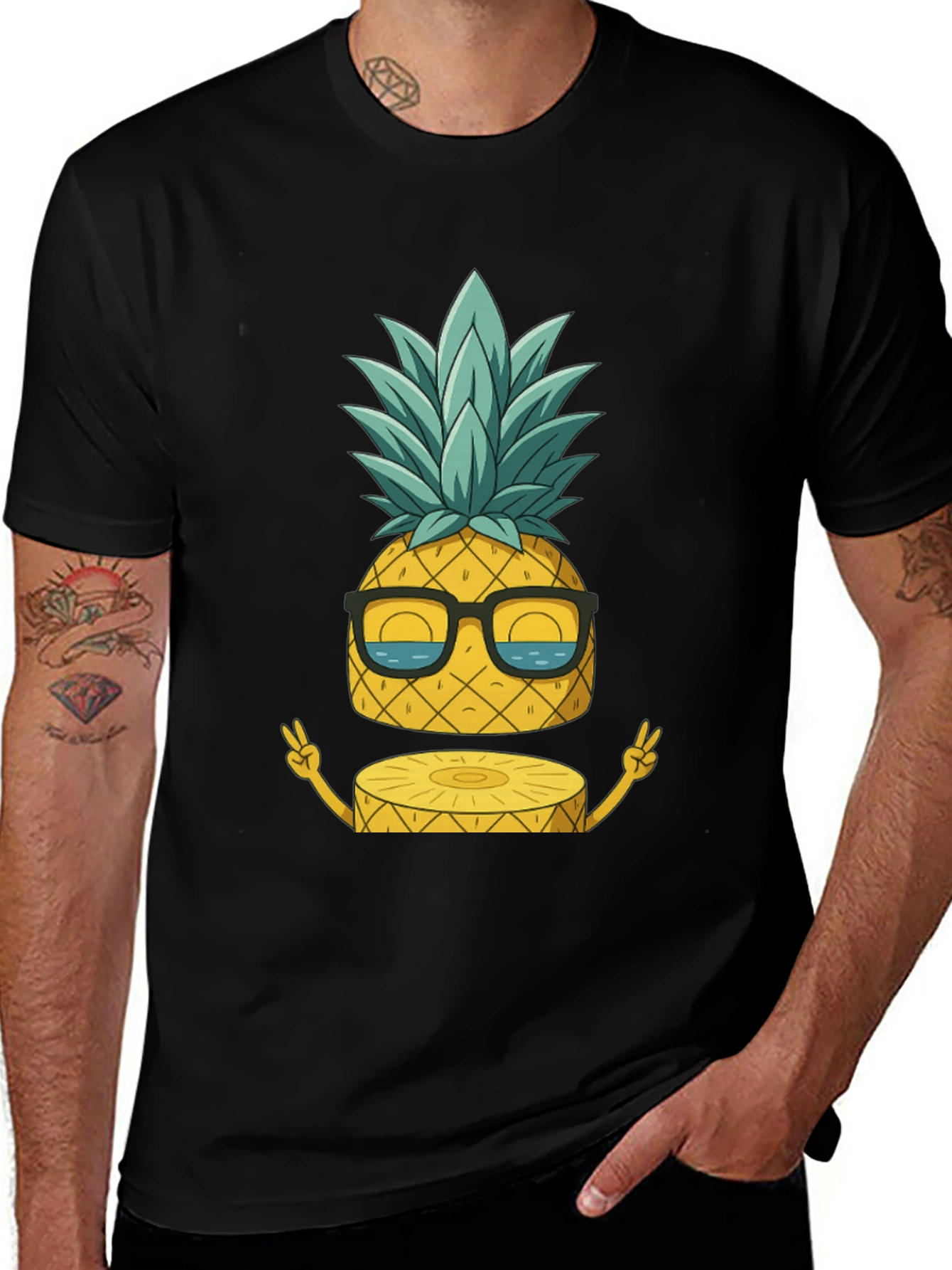 Variant 27 of Cool Pineapple Graphic Tee - Black