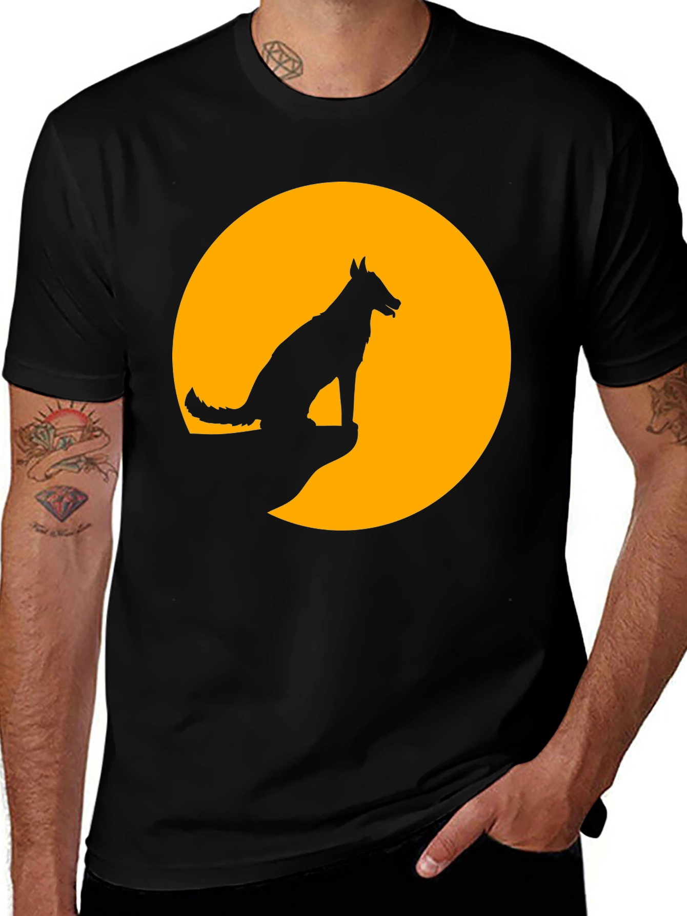 Variant 25 of Wolf Silhouette Moon Graphic Tee