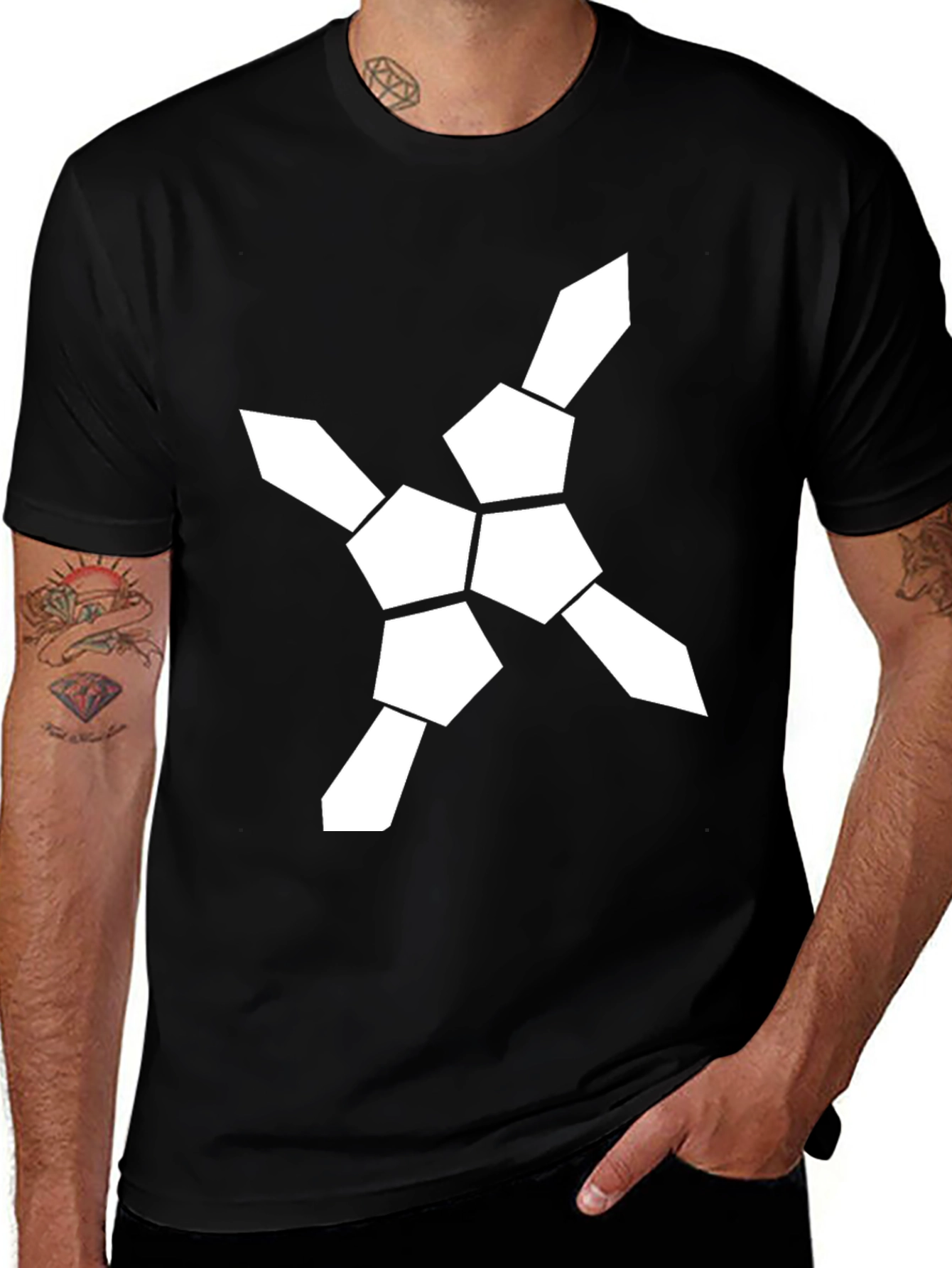 Variant 5 of Geometric Graphic Tee - Modern Design, Black T-Shirt