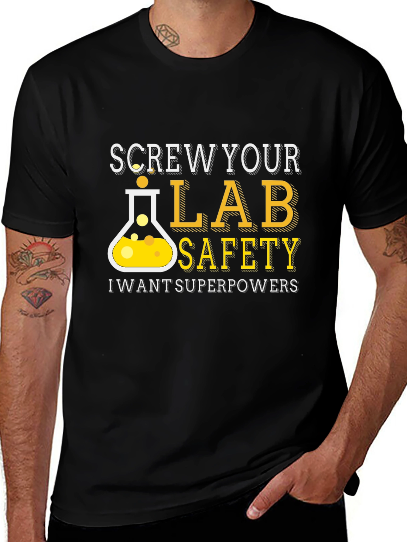 Variant 4 of Screw Your Lab Safety T-Shirt - Superpowers Graphic Tee