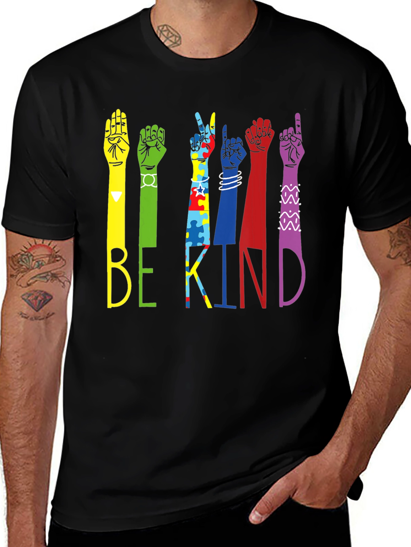 Variant 22 of Be Kind Sign Language T-Shirt: Autism Awareness