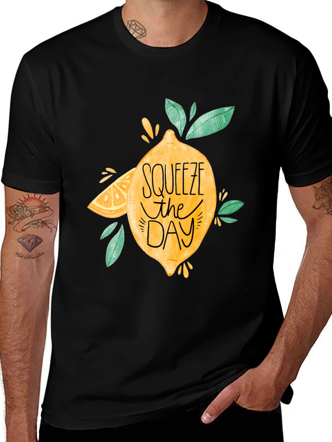 Variant 17 of Squeeze The Day Black Graphic Tee