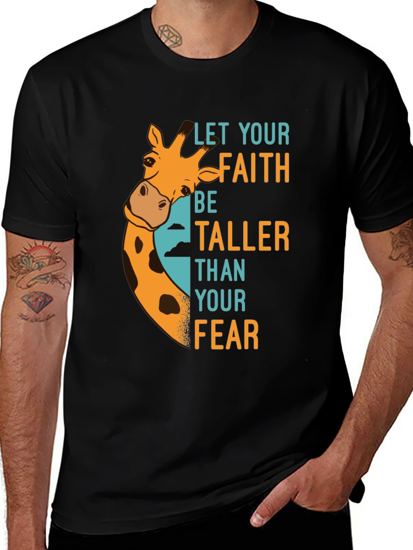 Variant 16 of Faith Over Fear Giraffe Graphic T-Shirt
