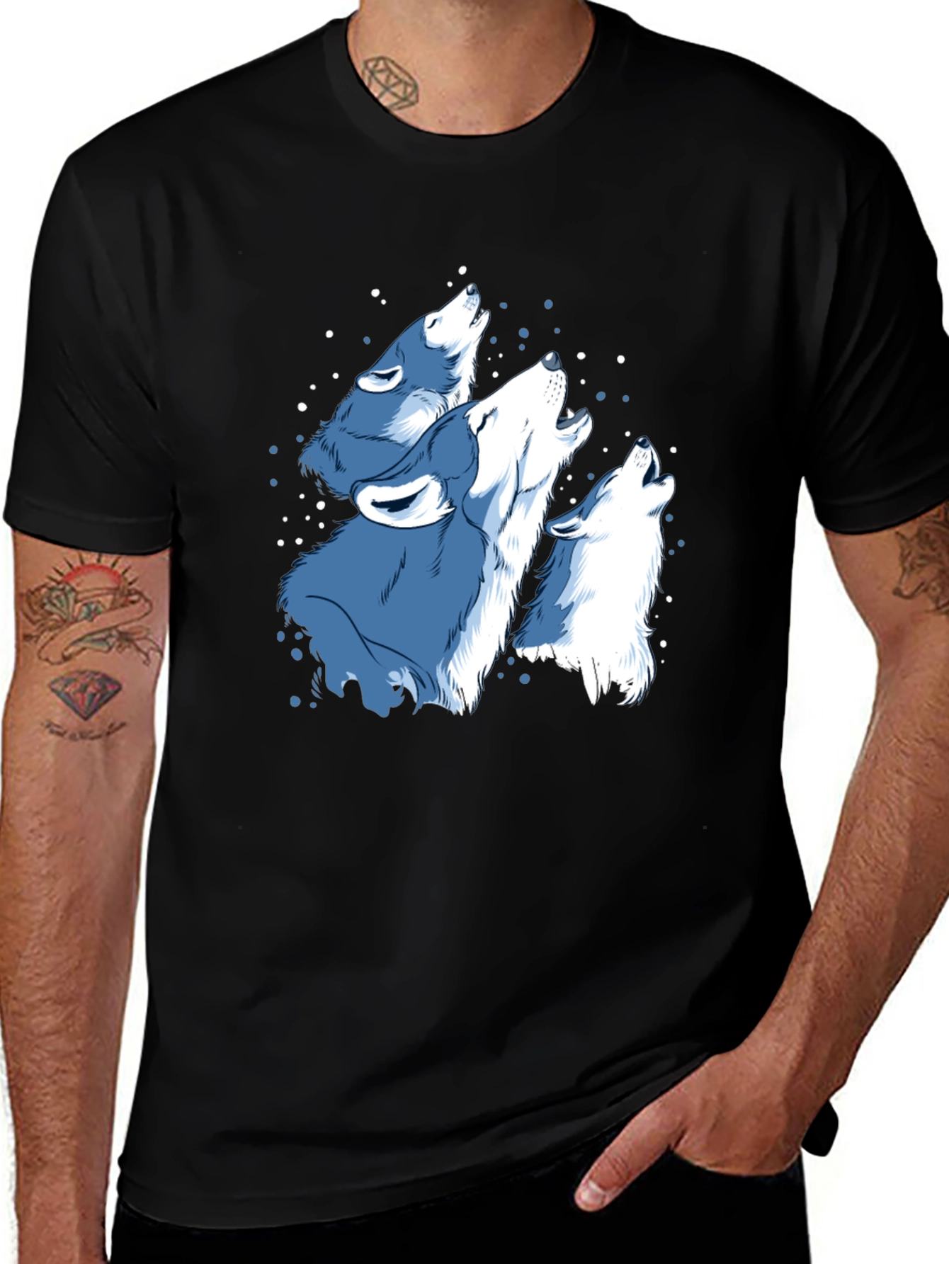 Variant 12 of Men's Black Wolf Pack Graphic T-Shirt