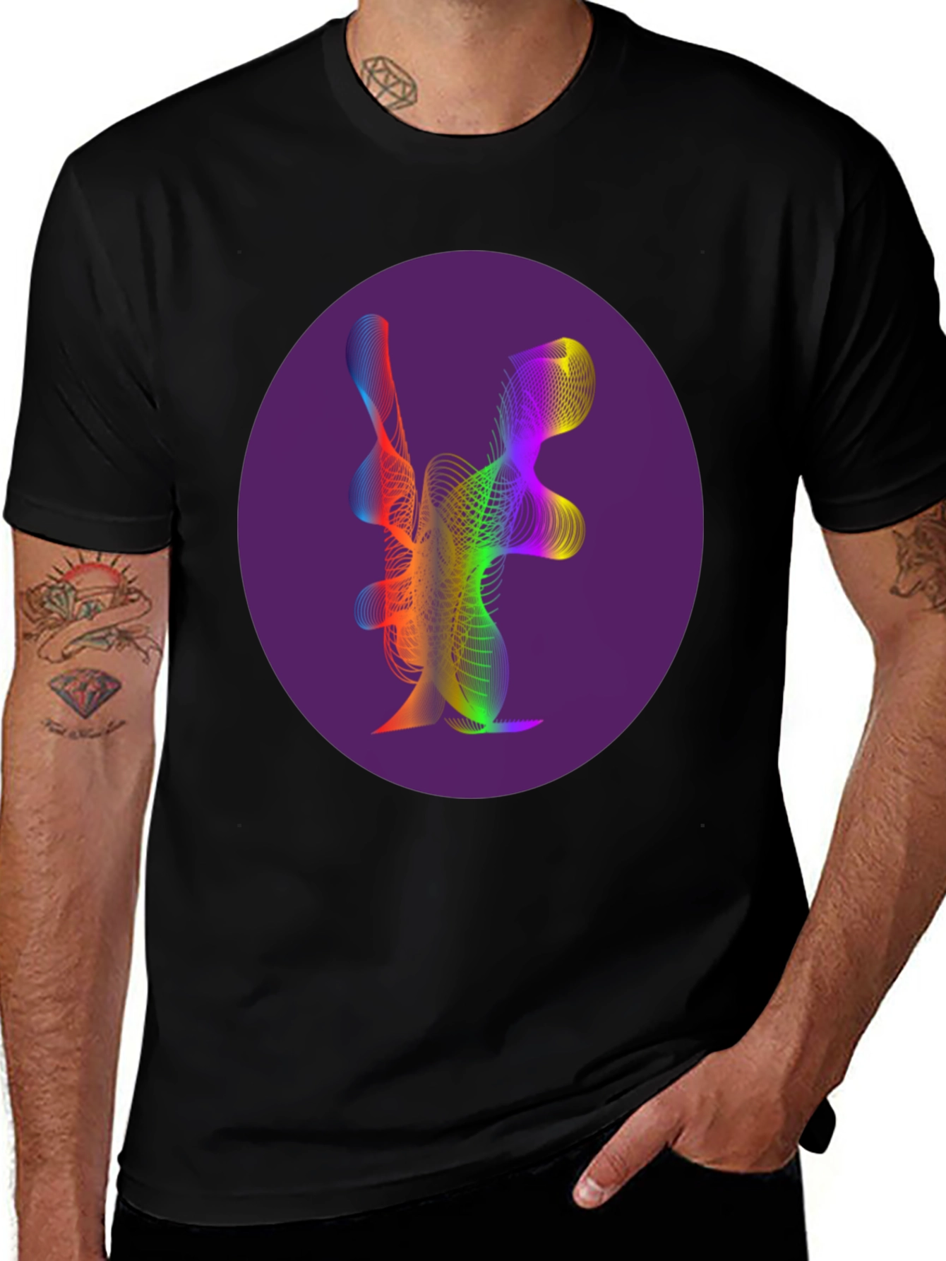 Variant 14 of Abstract Rainbow Wave Graphic Tee