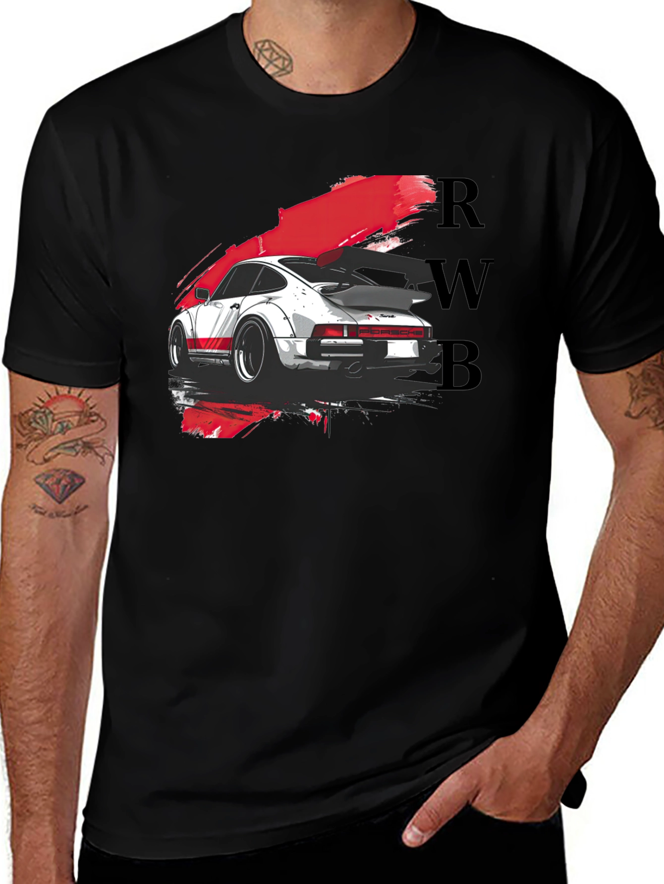 Variant 11 of RWB Porsche Graphic Tee - Black Cotton T-Shirt