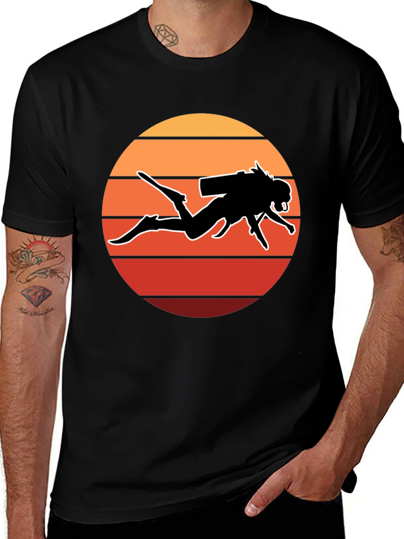 Variant 12 of Diver Sunset T-Shirt - Scuba Diving Tee