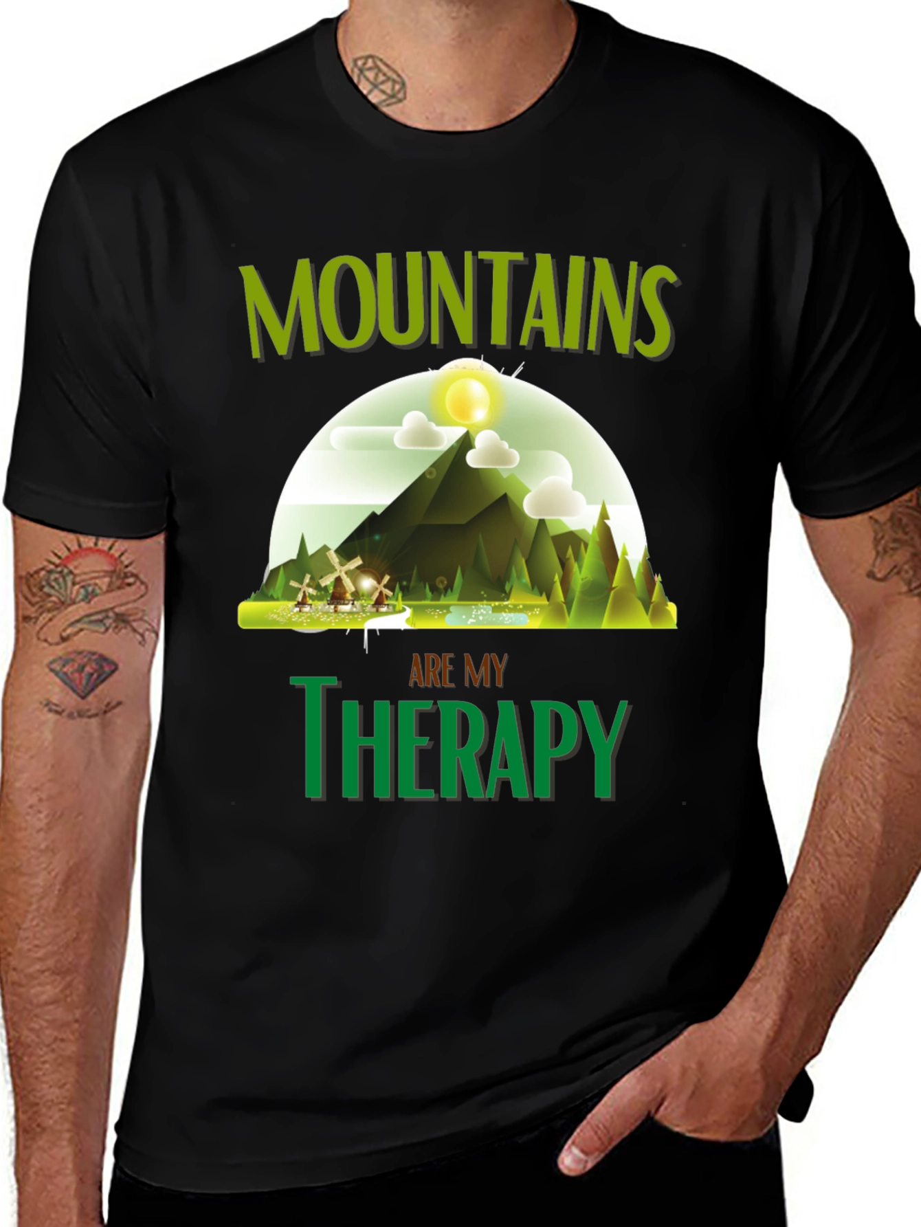 Variant 3 of Mountains are My Therapy Graphic T-Shirt