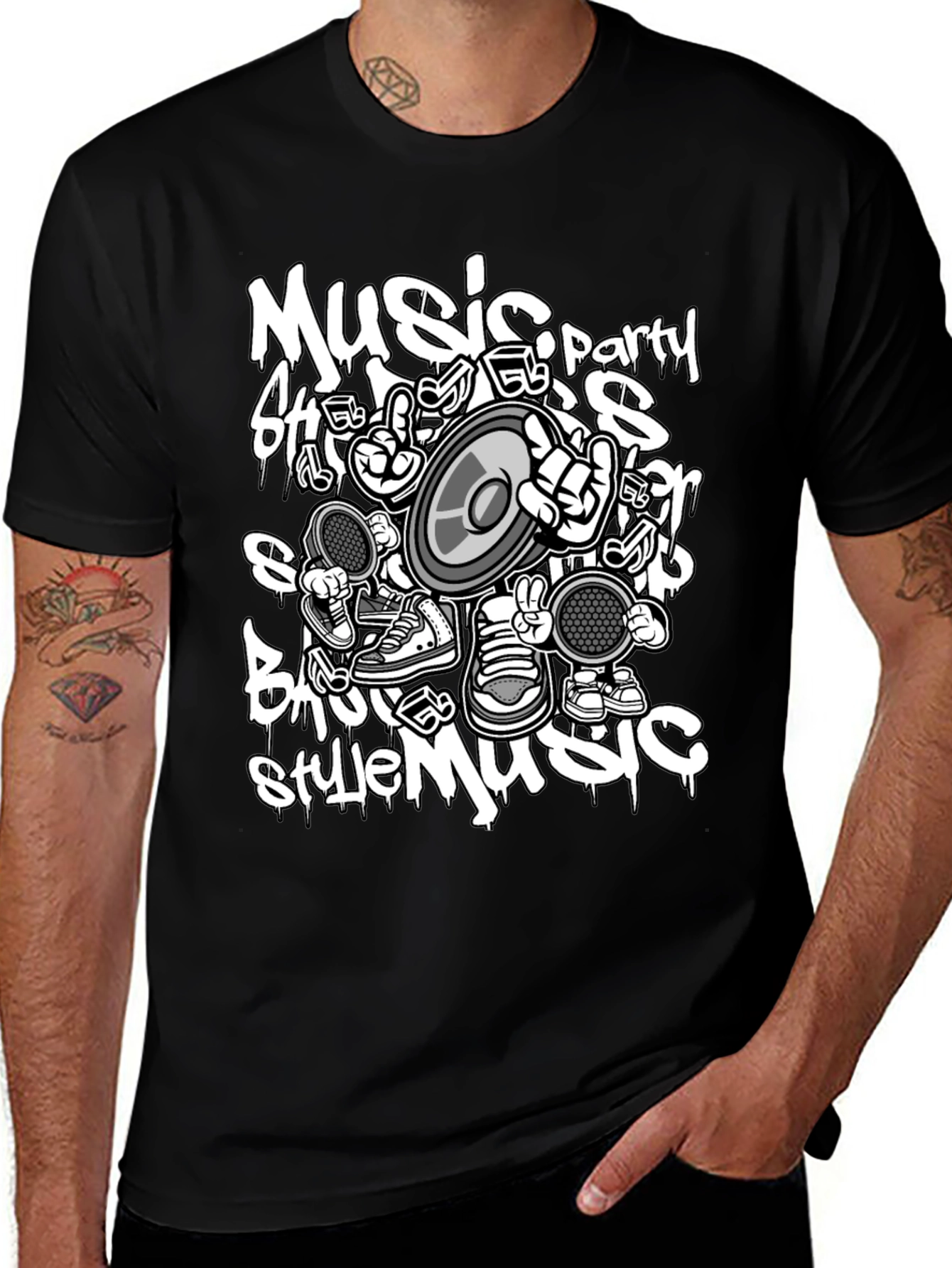 Variant 22 of Music Style Black T-Shirt