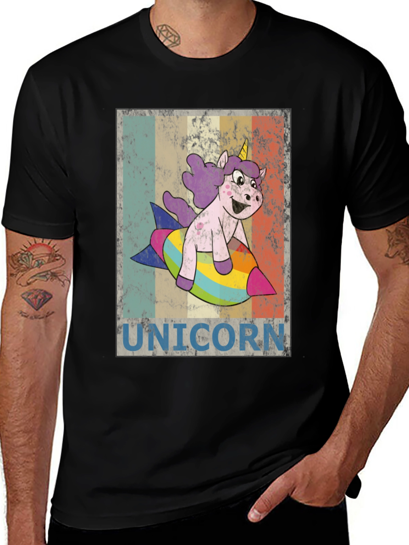 Variant 10 of Unicorn Rocket Ride Graphic Tee - Fun & Unique!