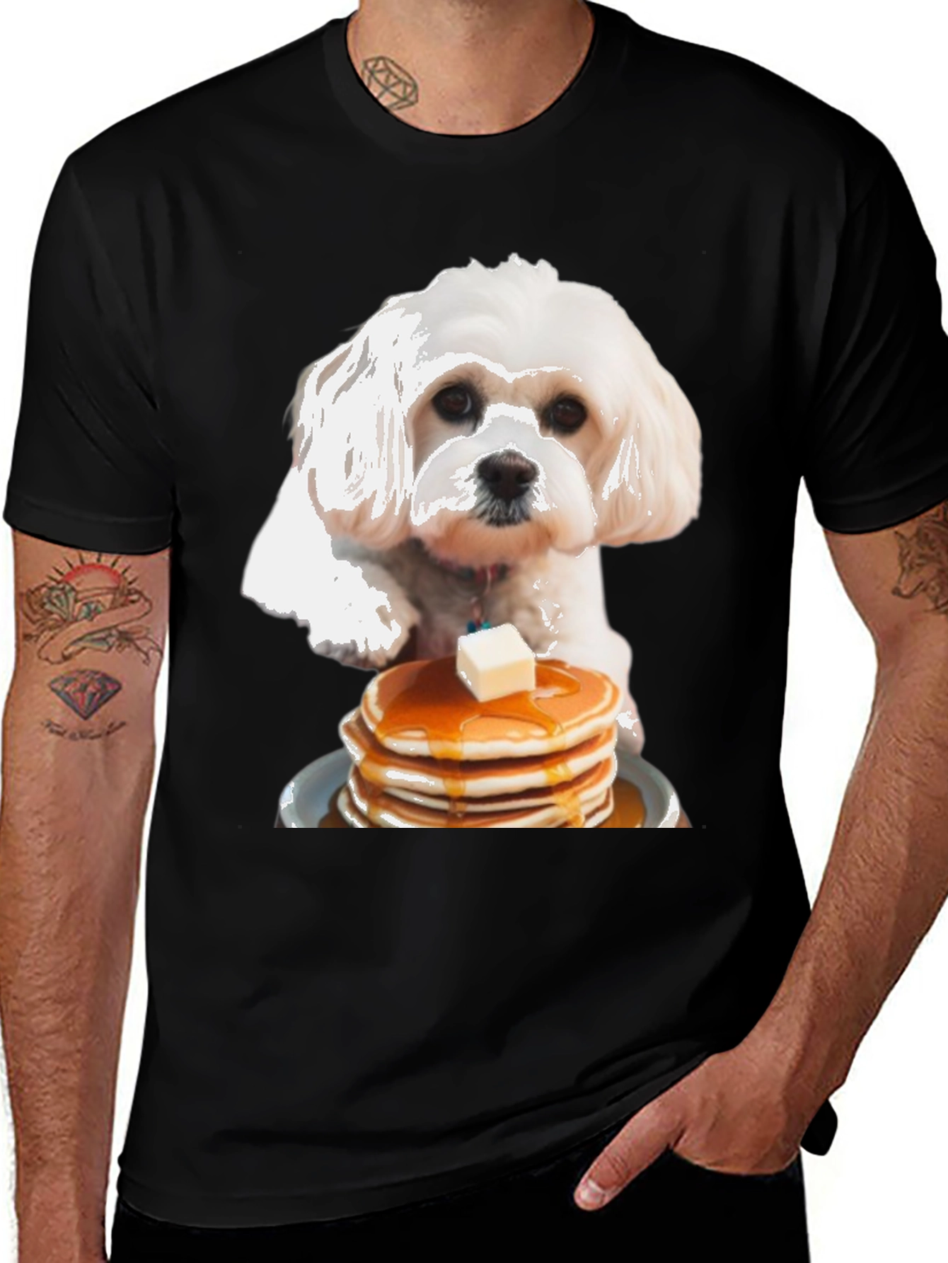 Variant 8 of Dog and Pancakes Black Graphic T-Shirt