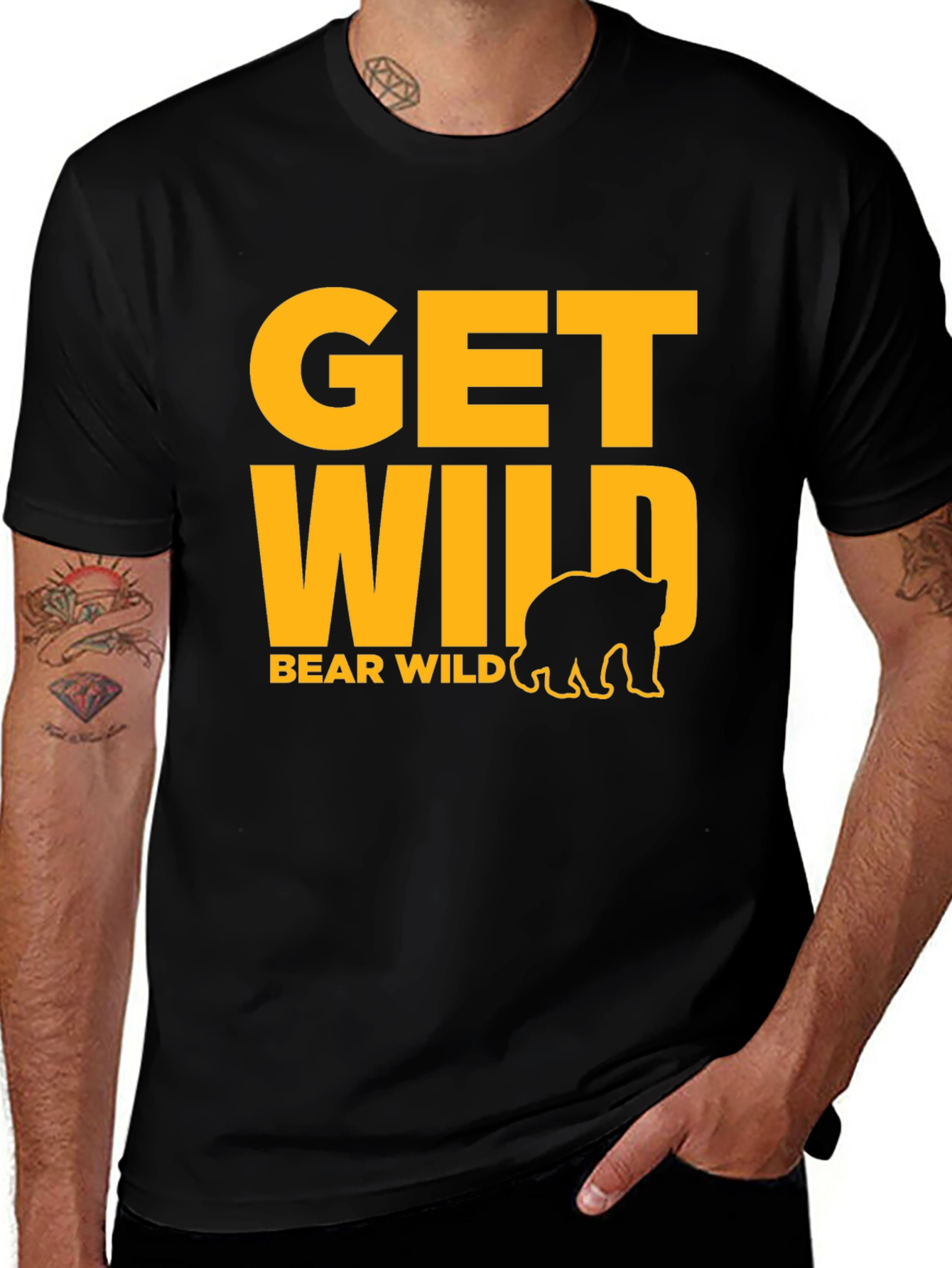 Variant 8 of Get Wild Bear Graphic Tee - Black