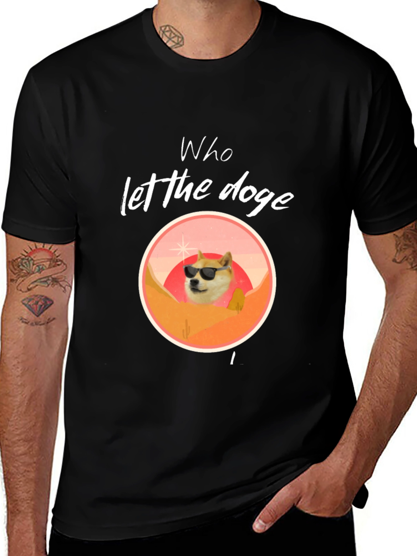 Who Let The Doge Out T-Shirt - Black
