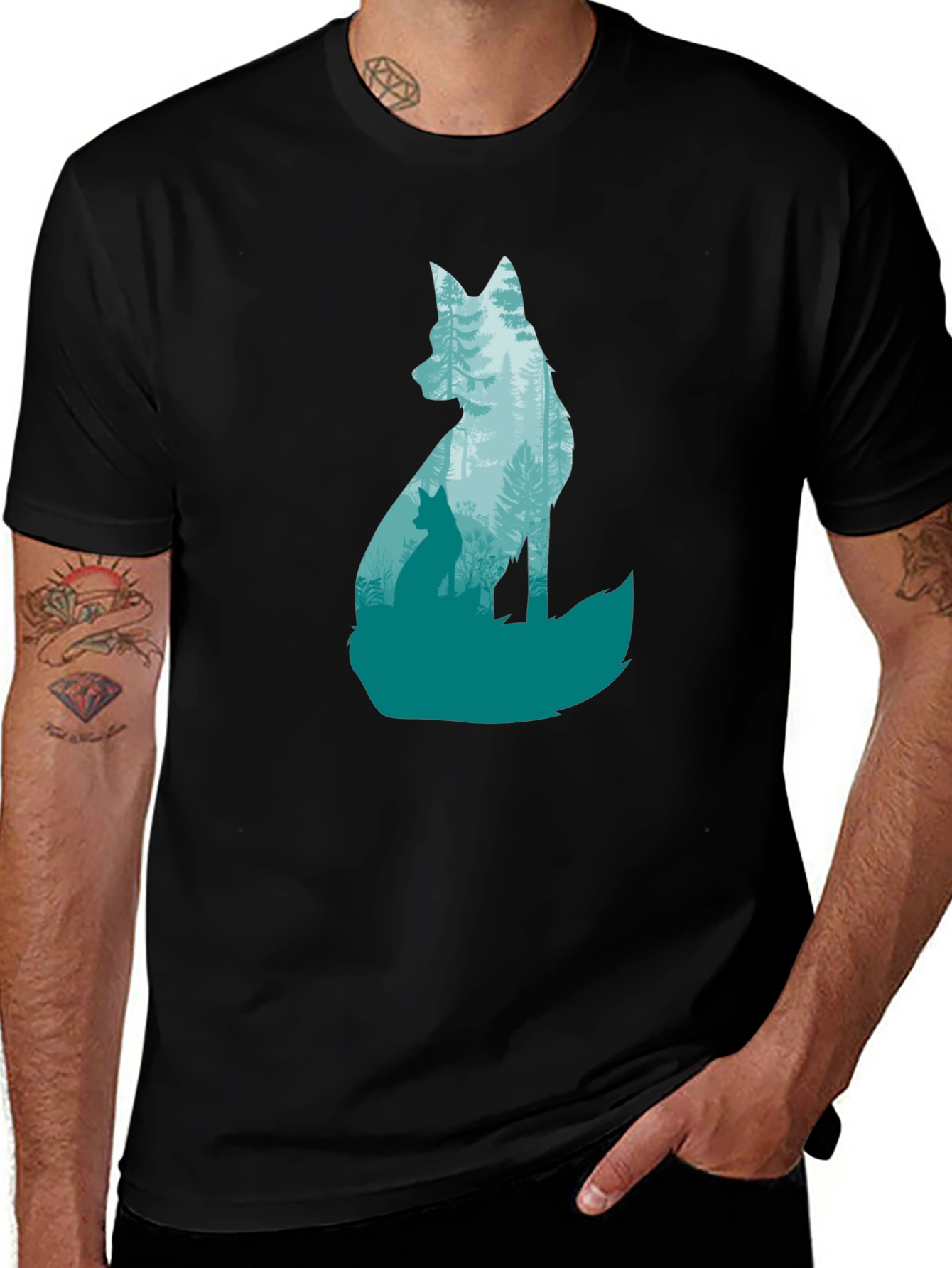 Variant 20 of Fox Forest Graphic Tee - Nature Inspired Design