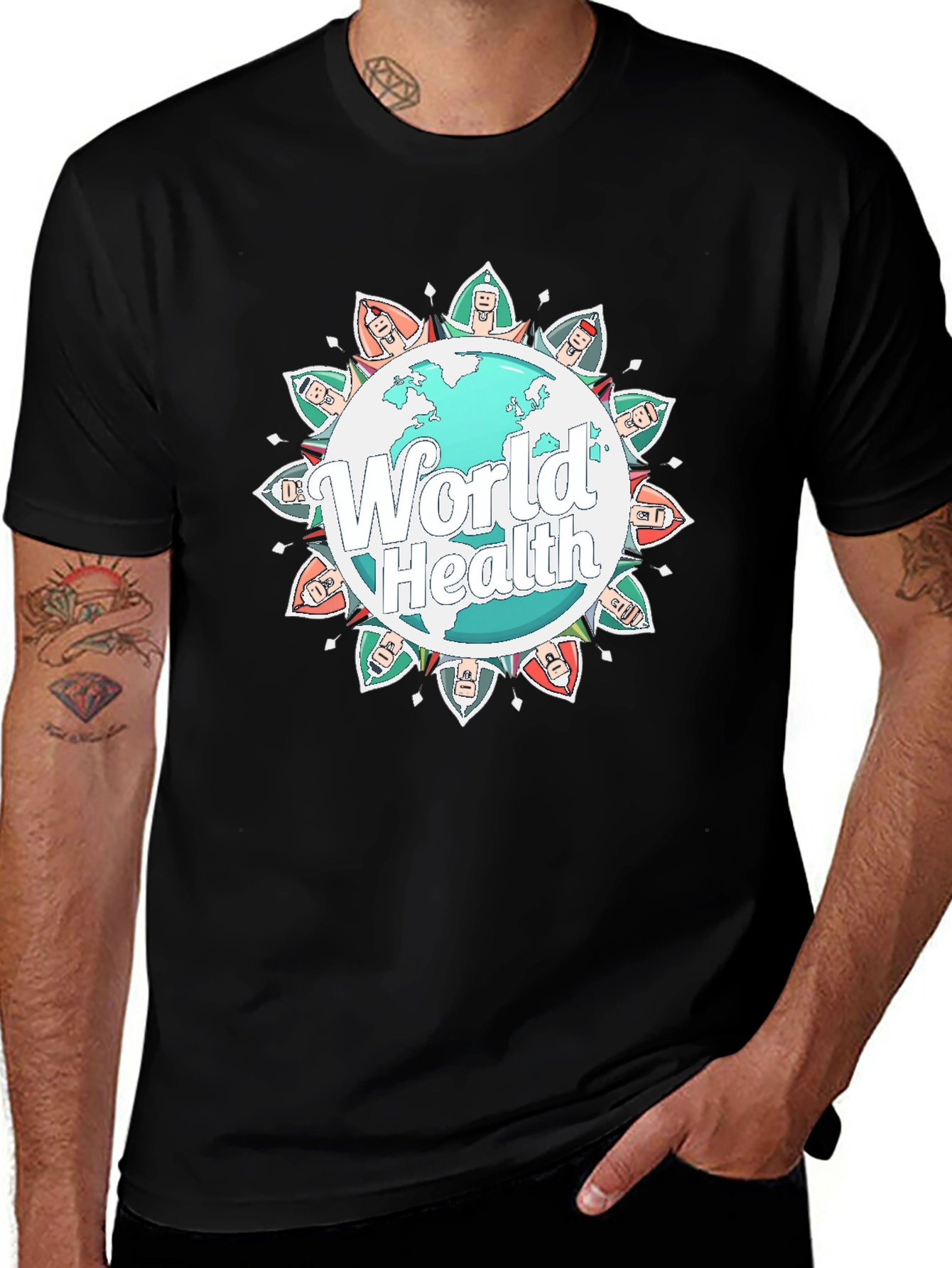 Black World Health Graphic Tee - Unisex Black T-Shirt main image