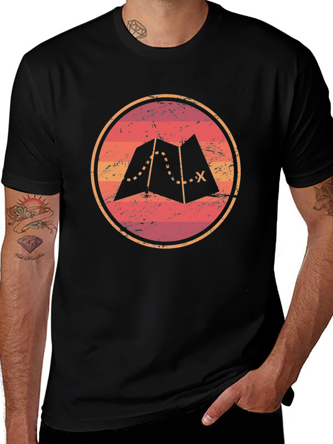 Variant 22 of Adventure Map Graphic Tee - Unisex Soft Black T-Shirt